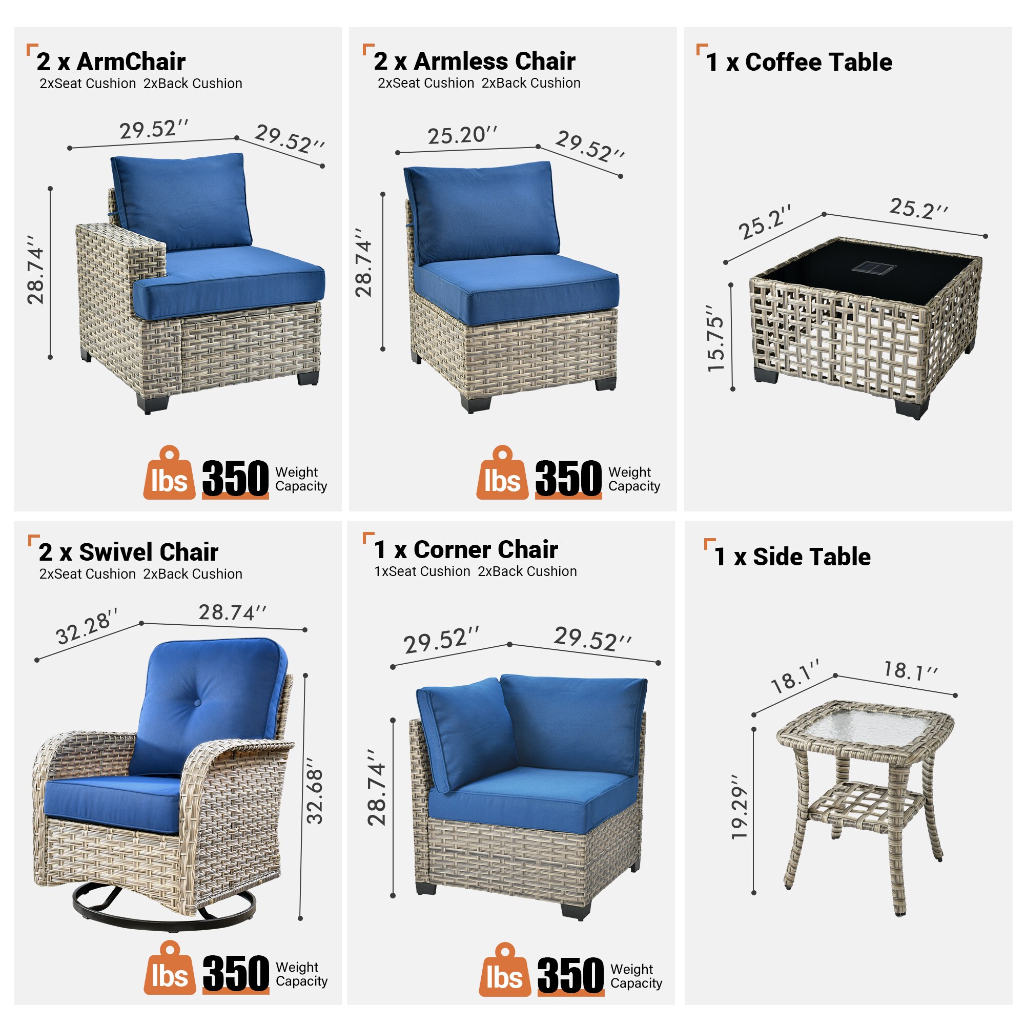 Ovios RFPTS709YV Patio-Conversation-Sets - View #10