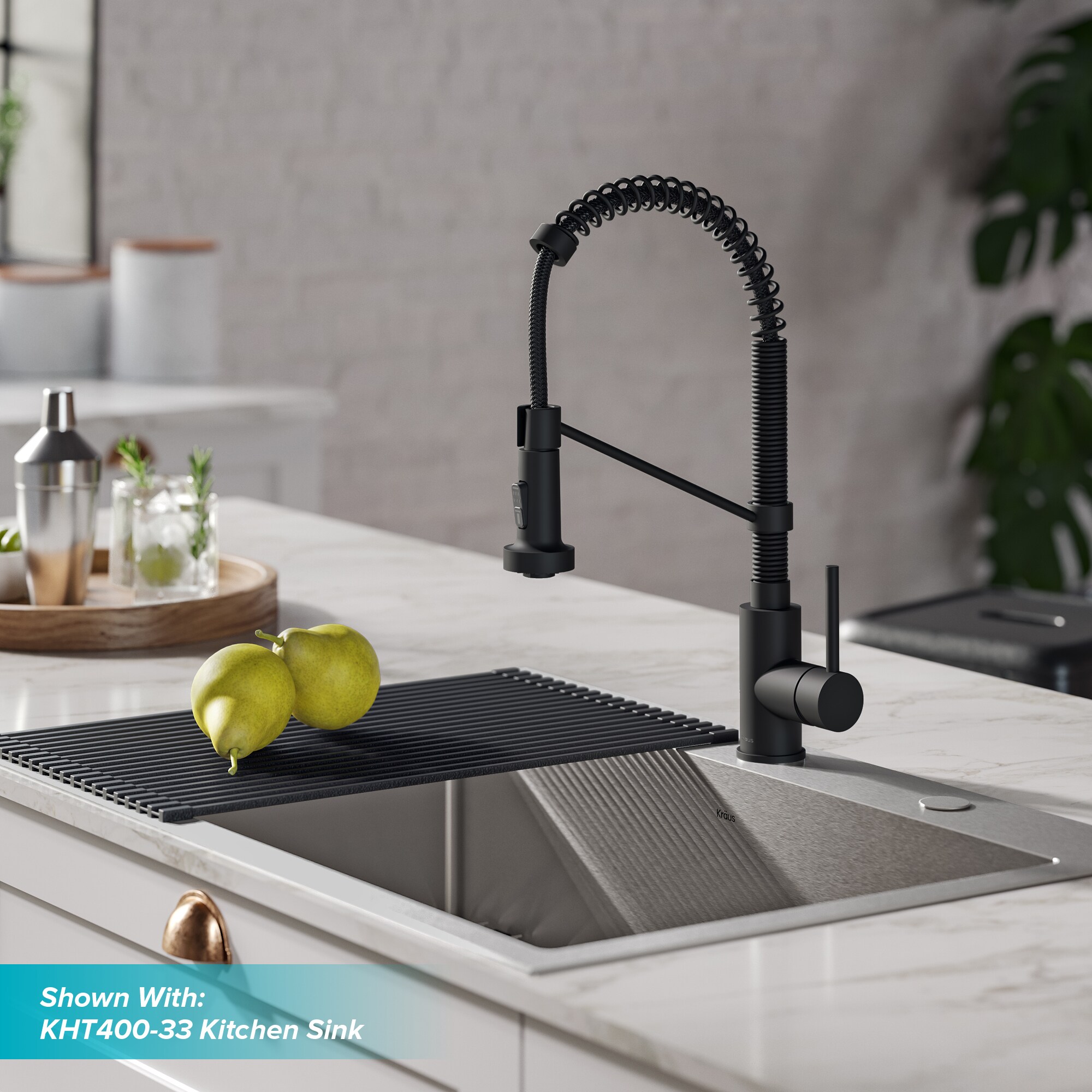 Kraus Bolden Matte Black Single Handle Pull-down Kitchen Faucet in the ...