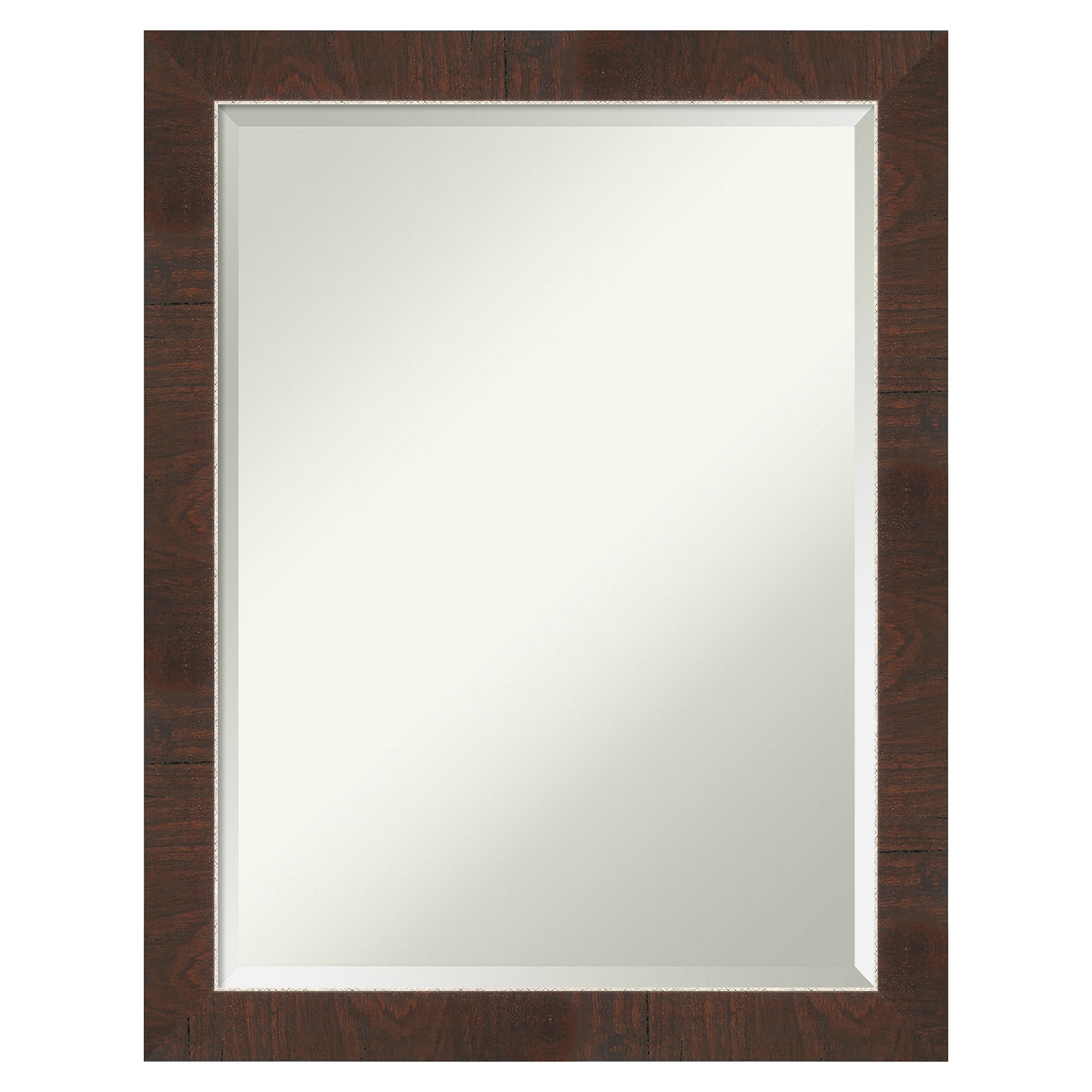 Wildwood Brown and Silver Wood Framed Rectangular Wall Mirror