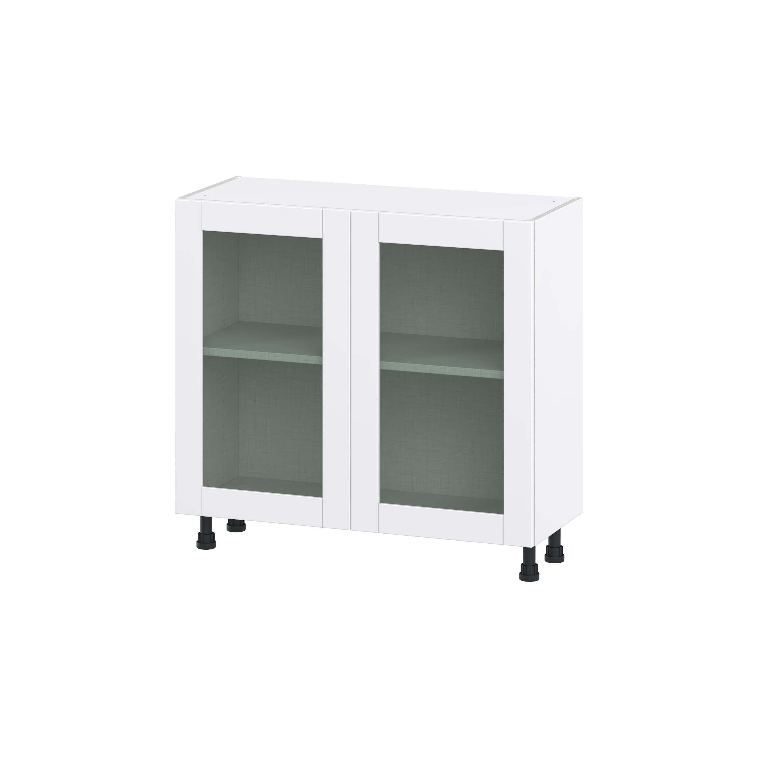 Hugo&Borg DSBG3614FH-RM Rosemont 36-in W x 34.5-in H x 16-in D Glacier White Base Fully assembled Cabinet (Glass Panel Glass)