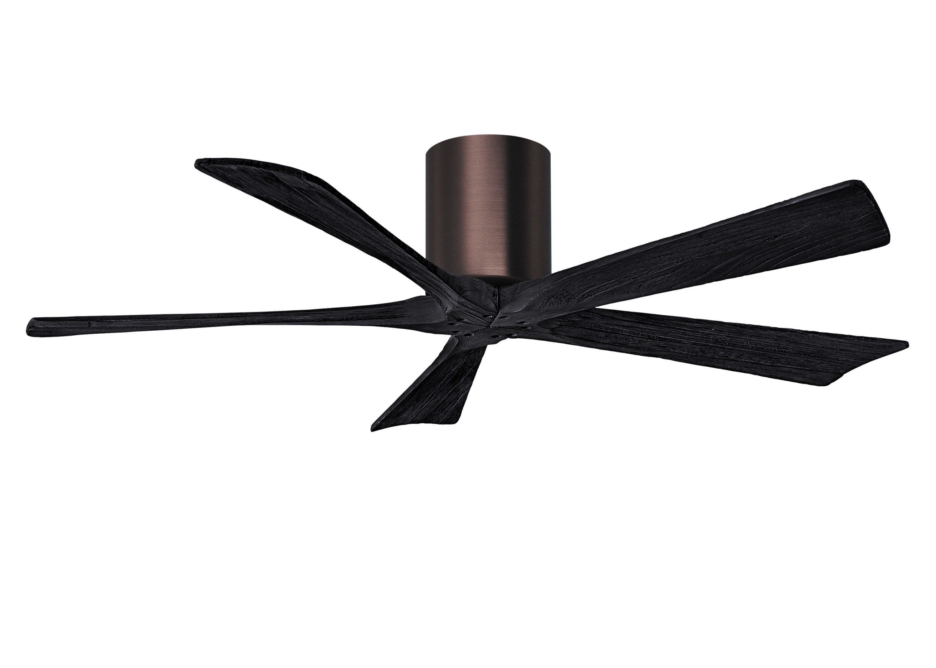 Matthews Fan Company IR5H-BB-BK-52 Irene-5H 52-in Outdoor Flush Mount Brushed Bronze with Matte Black Blades Ceiling Fan Without Light - Remote Included ( 5 -Blade )