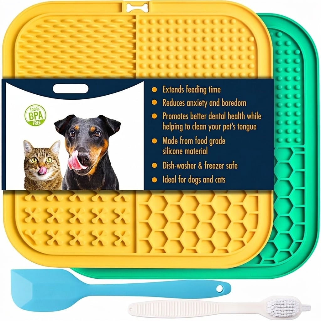Misopily  Silicone Licking Mat for Dogs and Cats with 77 Suction Cups Slow Feeder Boredom and Anxiety Relief Dishwasher Safe Food Grade Surface