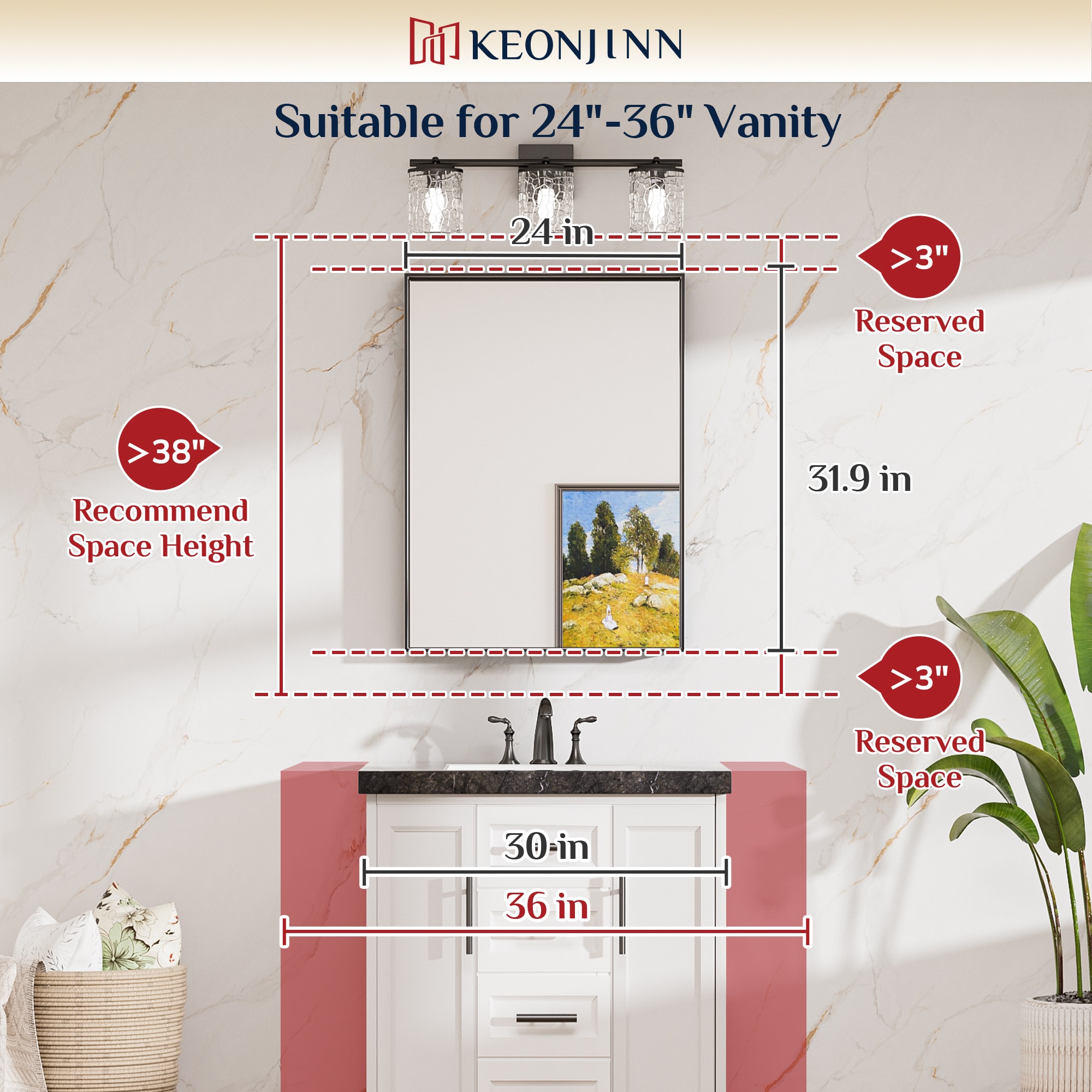 Keonjinn LW-JZ-JSKFJ-6181BK Decor-Mirrors - View #3