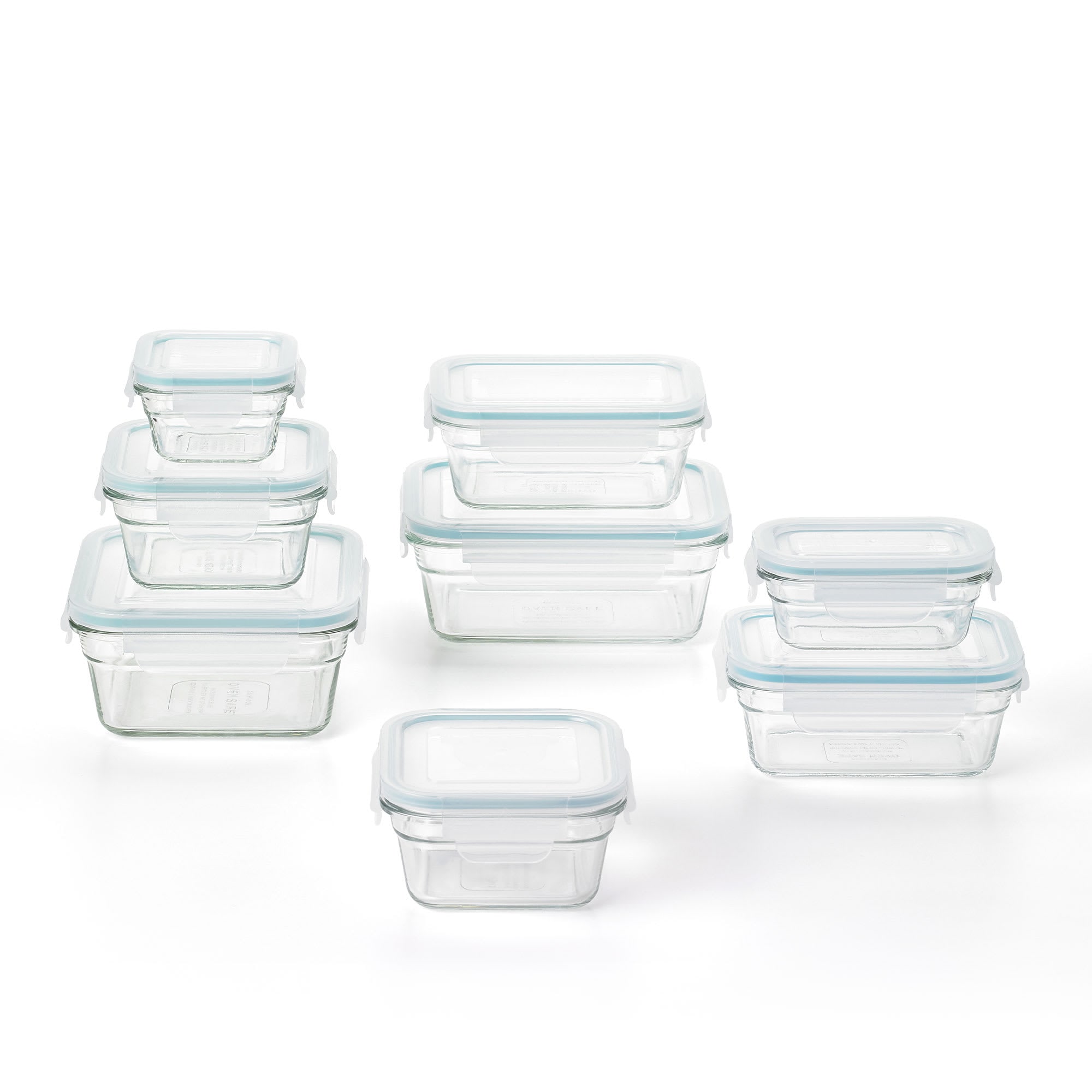 Glasslock 300173 Tempered Glass Food Storage Containers with Lids for Household Essentials Meal Prep and Leftover Storage Clear (8 Pack)