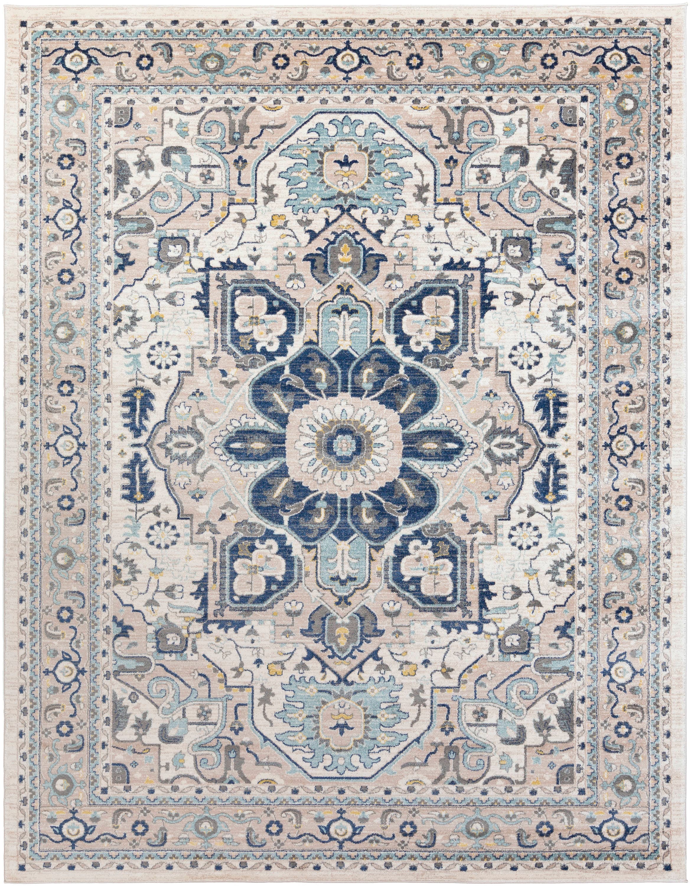 Surya Athens 8 x 10 Navy Indoor Medallion Oriental Area Rug in the Rugs ...