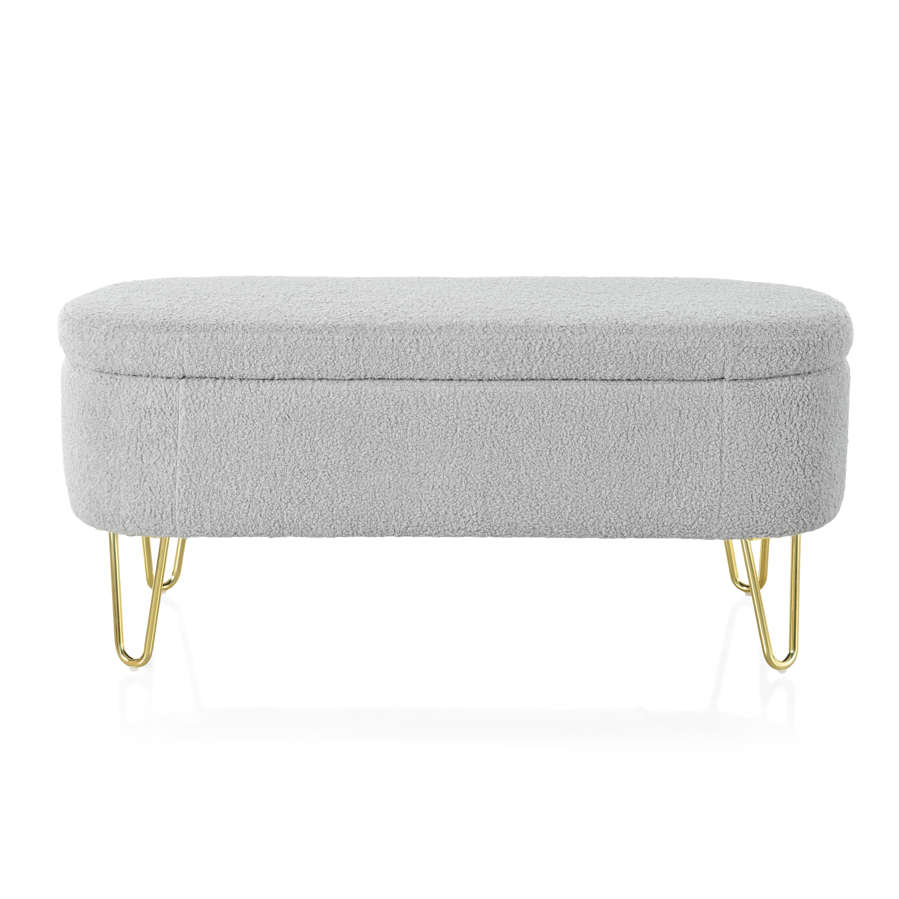 Best Selling Home Decor 320193 Modern Gray Oval Storage Ottoman