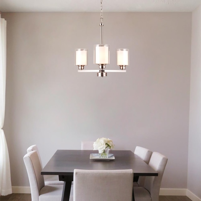 Design House Oslo 3 Light Brushed, Burbank 3 Light Brushed Nickel Chandelier With Dual Glass Shades
