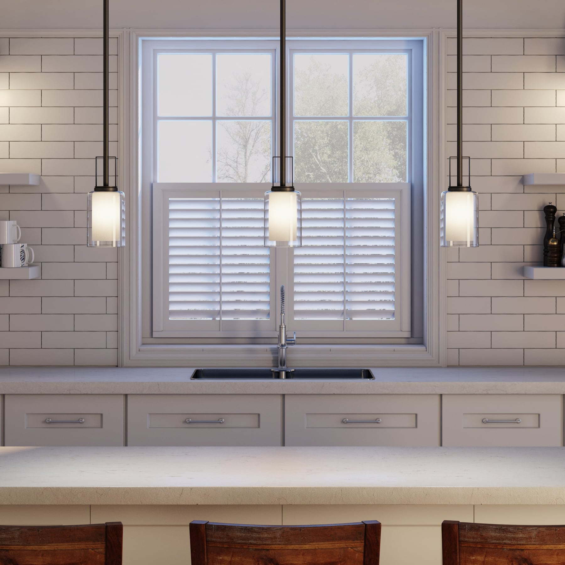 Minka Lavery 4101-172 Parsons Studio 1 -Light Smoked Iron Modern/contemporary Etched glass Cylinder Mini Hanging Pendant light