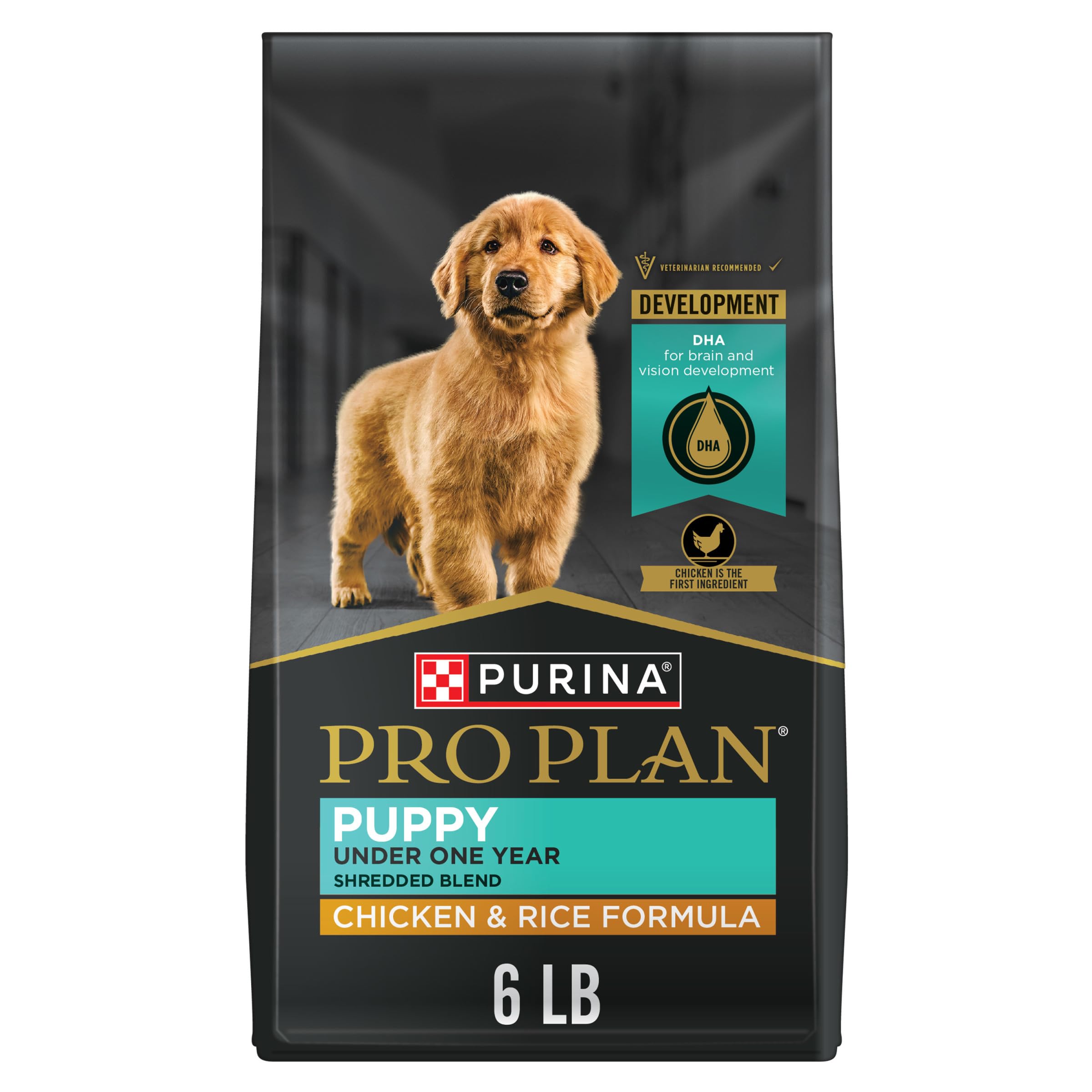 Purina Pro Plan High Protein Puppy Food Shredded Blend Chicken Rice Formula - 6 lb. Bag #381420