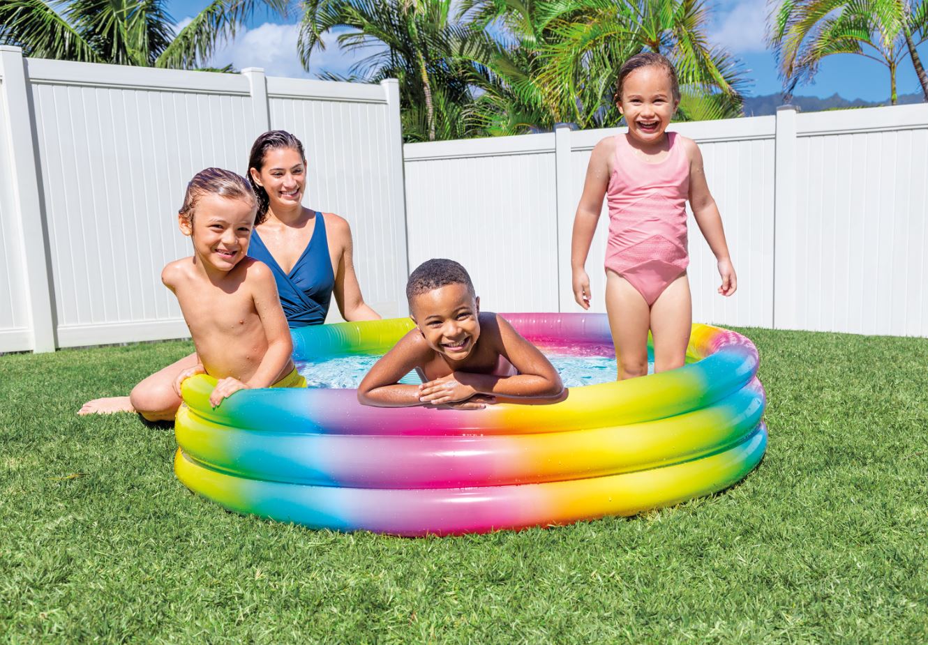 NEW Summer Intex Pool Cool Dots Inflatable Kid Swimming Pool 66”x15” Ages 2 