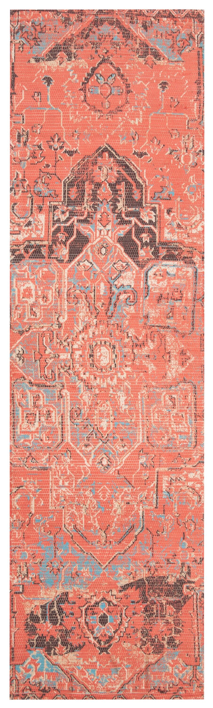 Safavieh SFN621P-28 Saffron Kota 2 x 8 (ft) Loomed Polyester Rust/Blue Rectangular Indoor Distressed/Overdyed Bohemian/Eclectic Runner rug