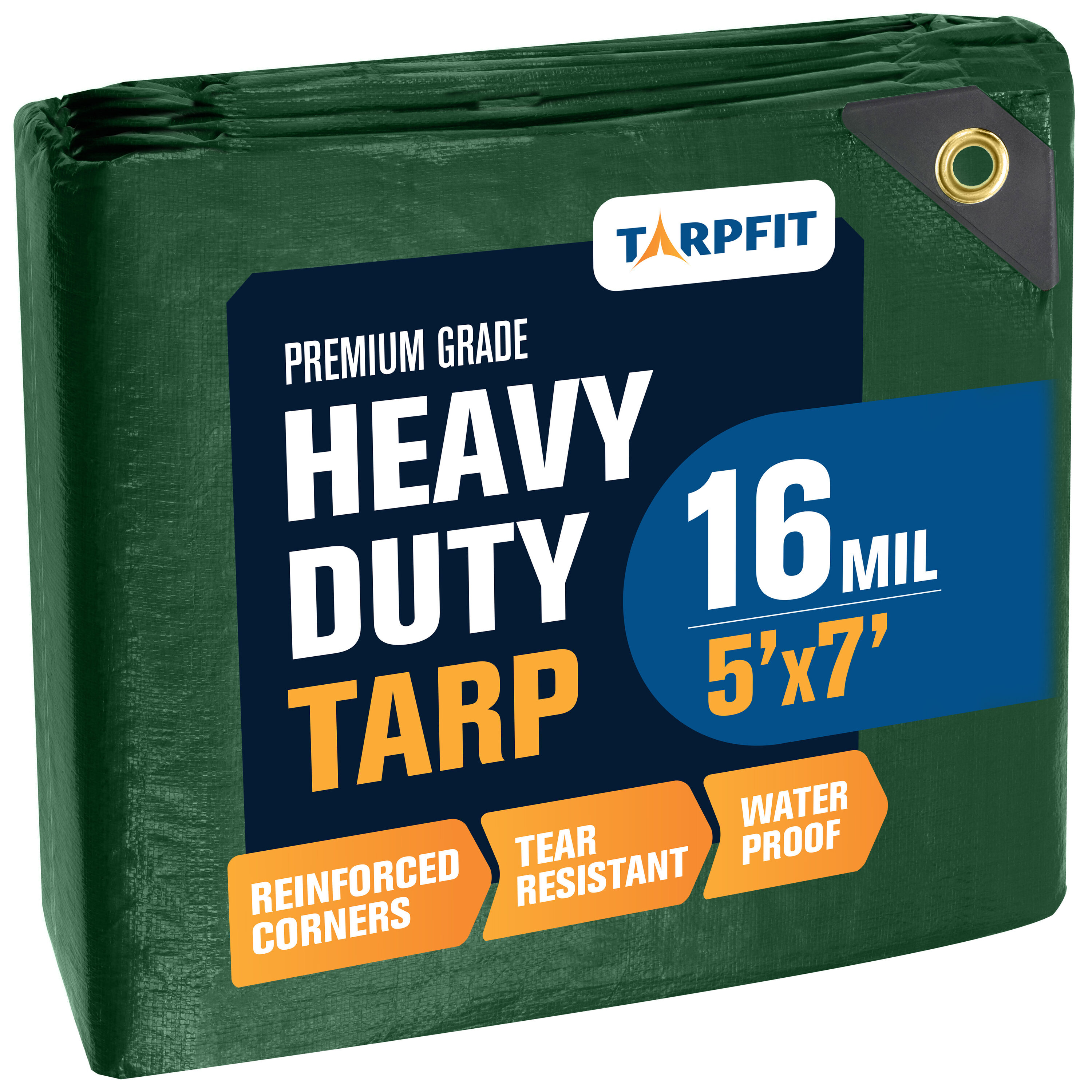 TARPFIT T16F-HG57 5-ft x 7-ft Green Waterproof Commercial Polyethylene 16-Mils Tarp