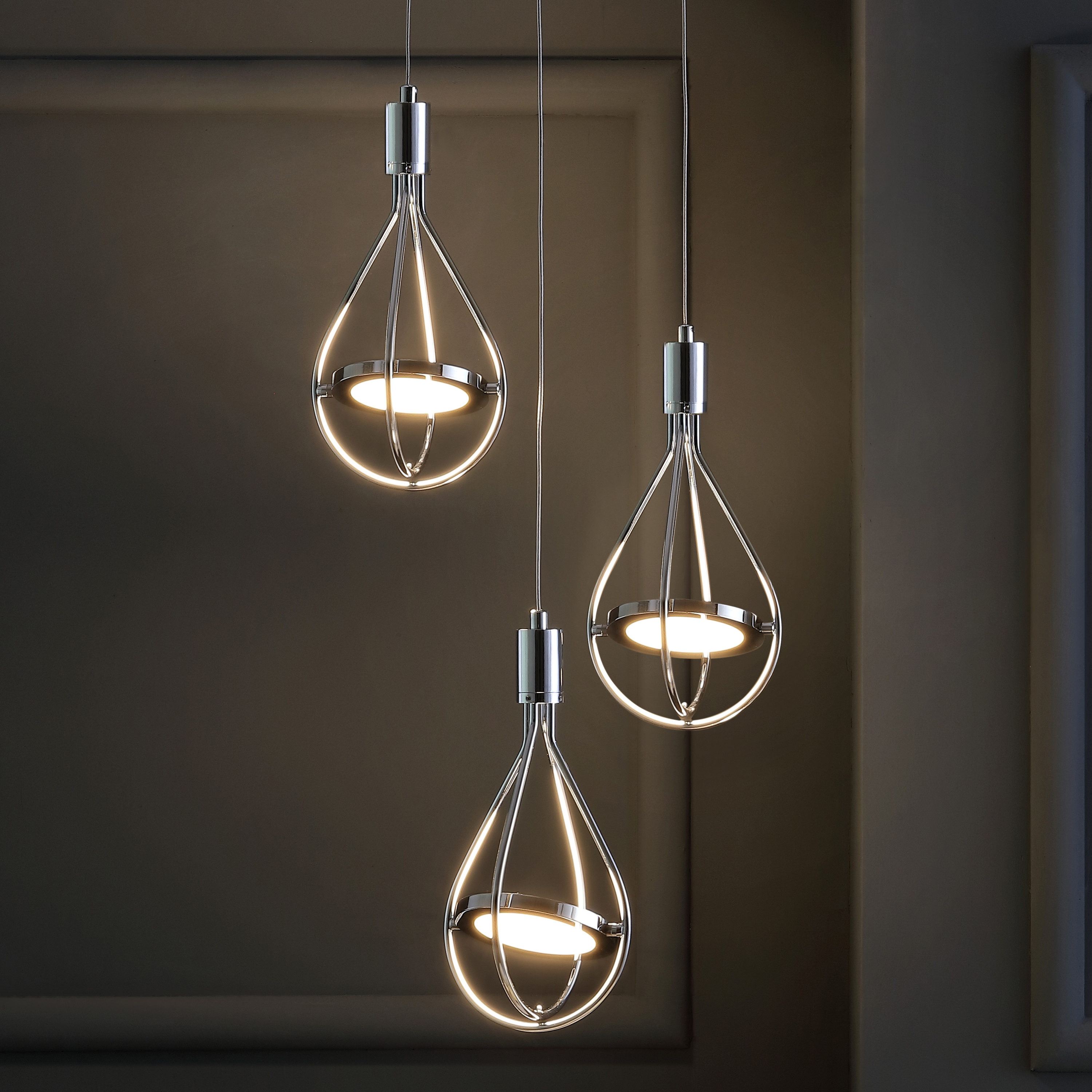 Orion 11.5" Chrome Polished Adjustable 3-Light LED Metal Pendant