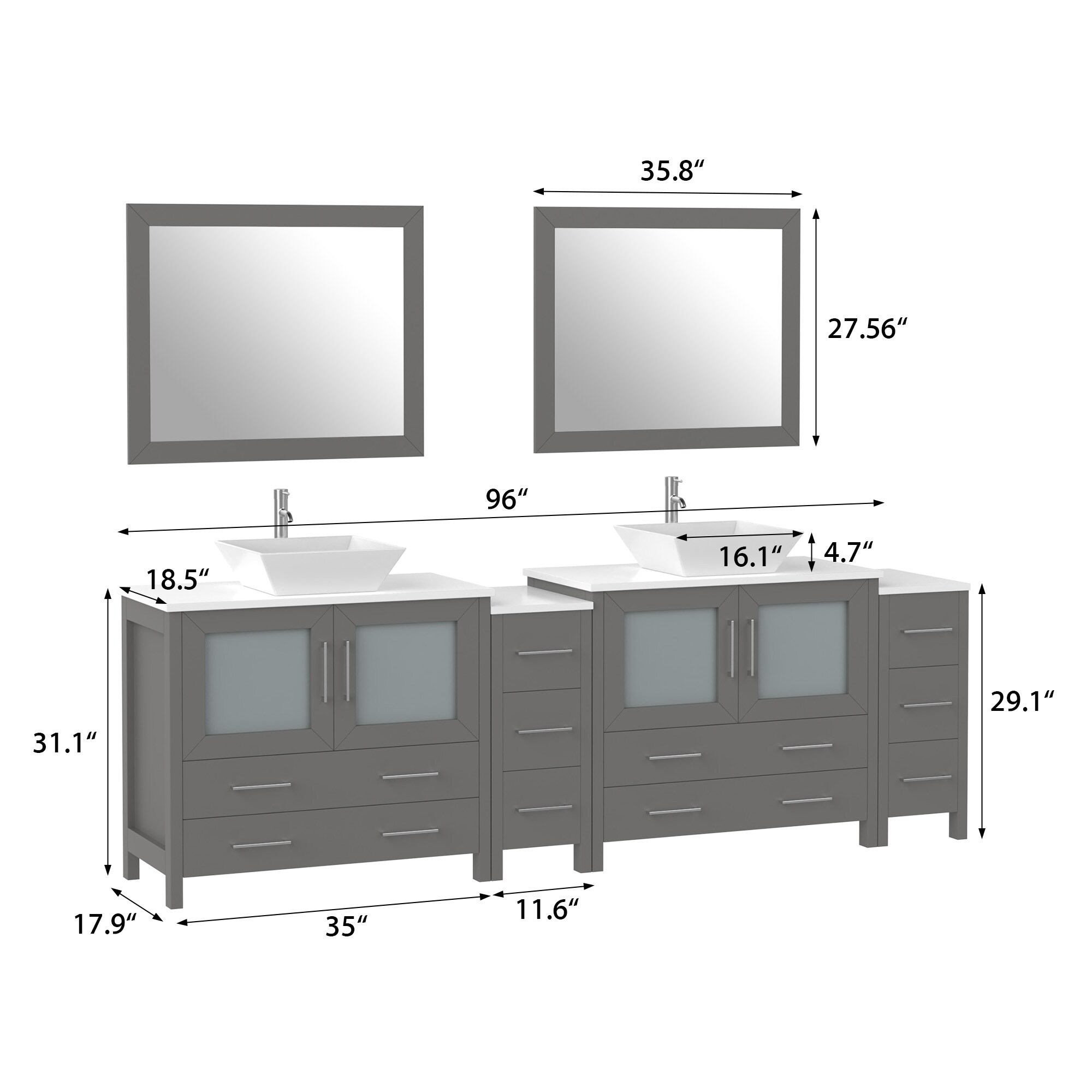 Vanity Art VA3136-96G Bath-Vanity-Combo - View #11