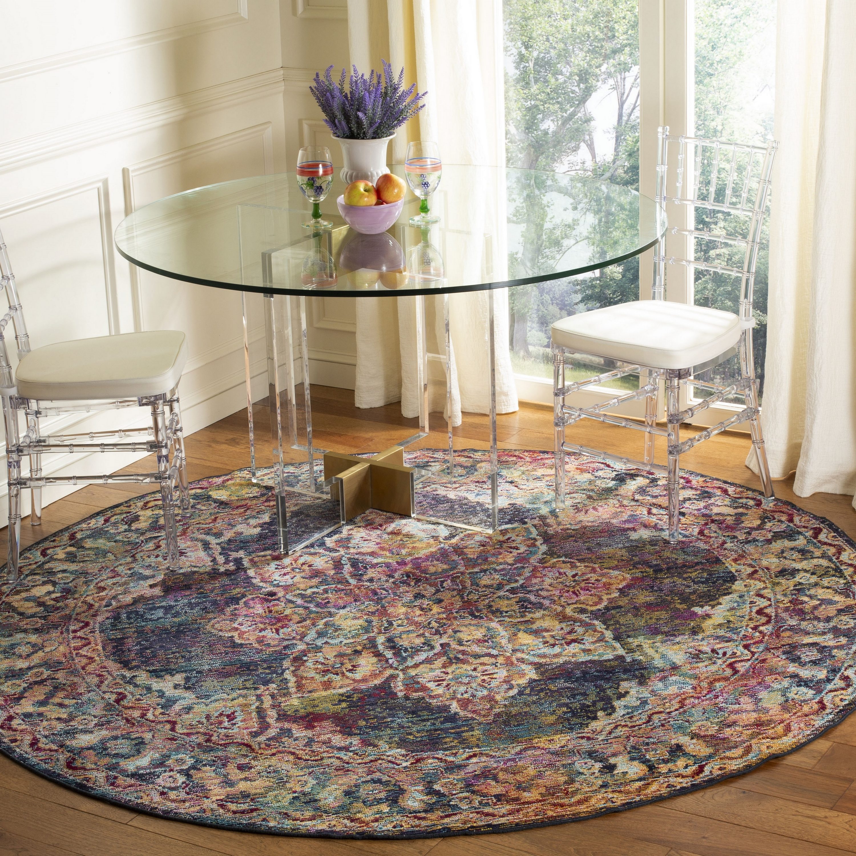 Safavieh 7' Round Multicolor Synthetic Oriental Area Rug