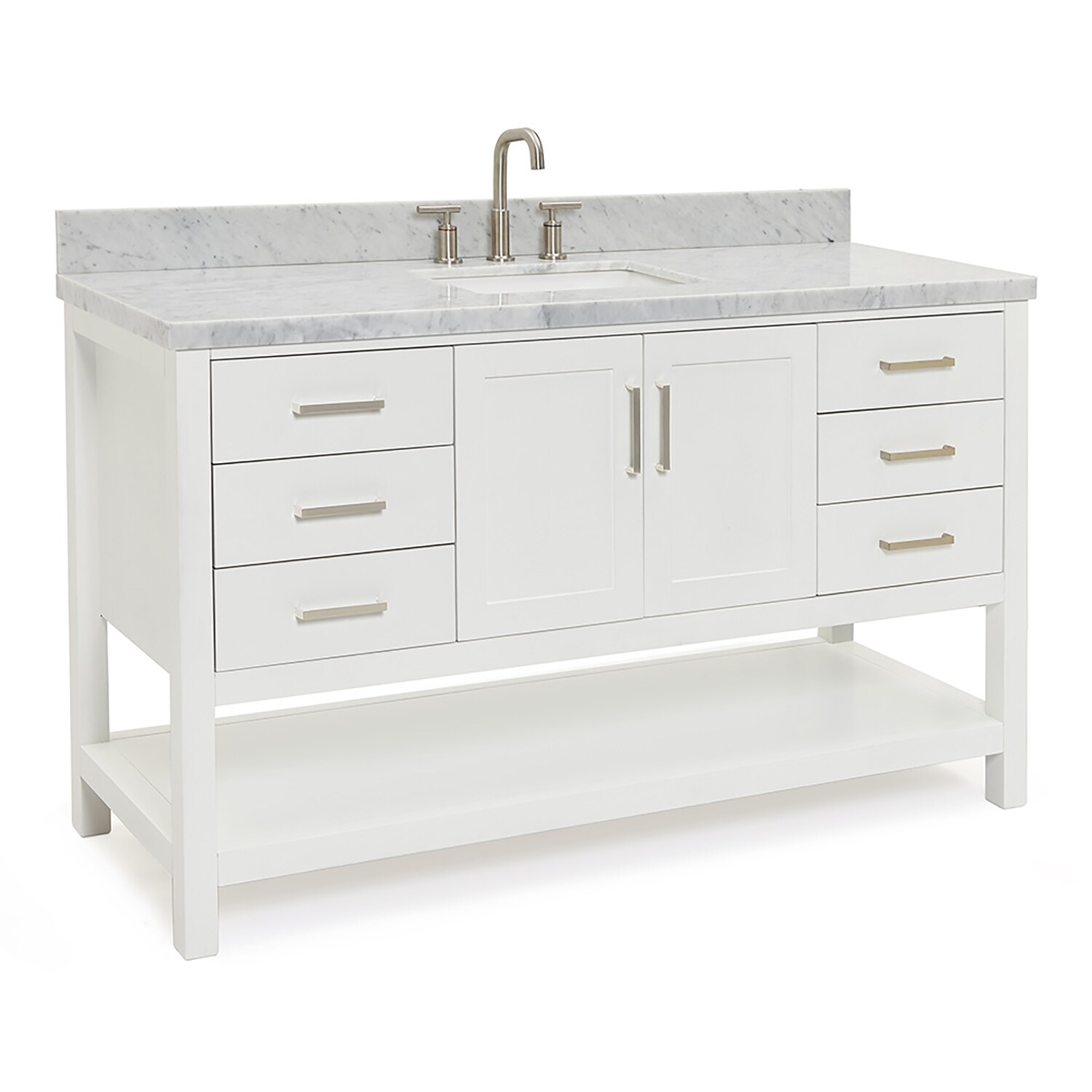 Magnolia 61" White Marble Top Freestanding Bathroom Vanity