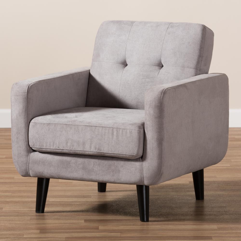 Baxton Studio Carina Midcentury Grey Linen Accent Chair at Lowes.com