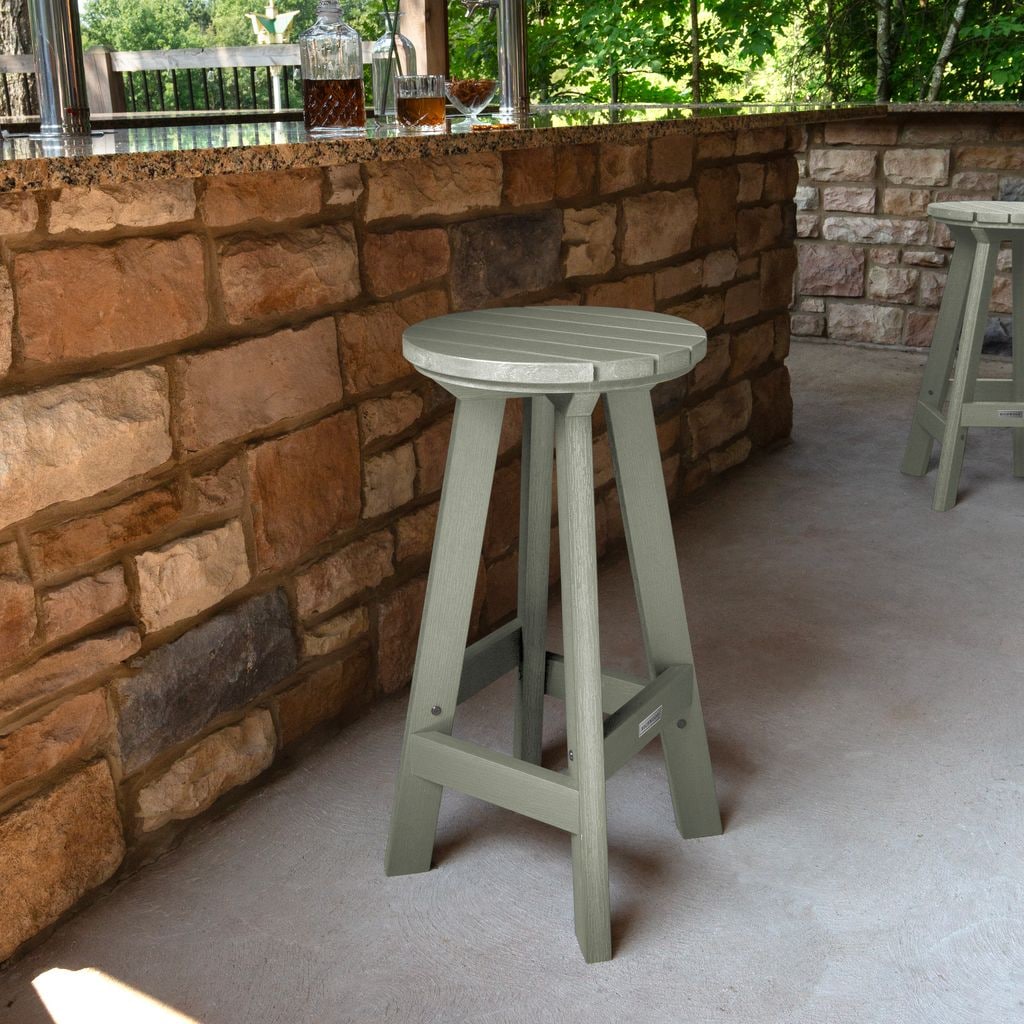 highwood AD-STBF01-EUC The Birch Eucalyptus Poly-lumber Frame Stationary Bar Stool Chair with Slat Seat