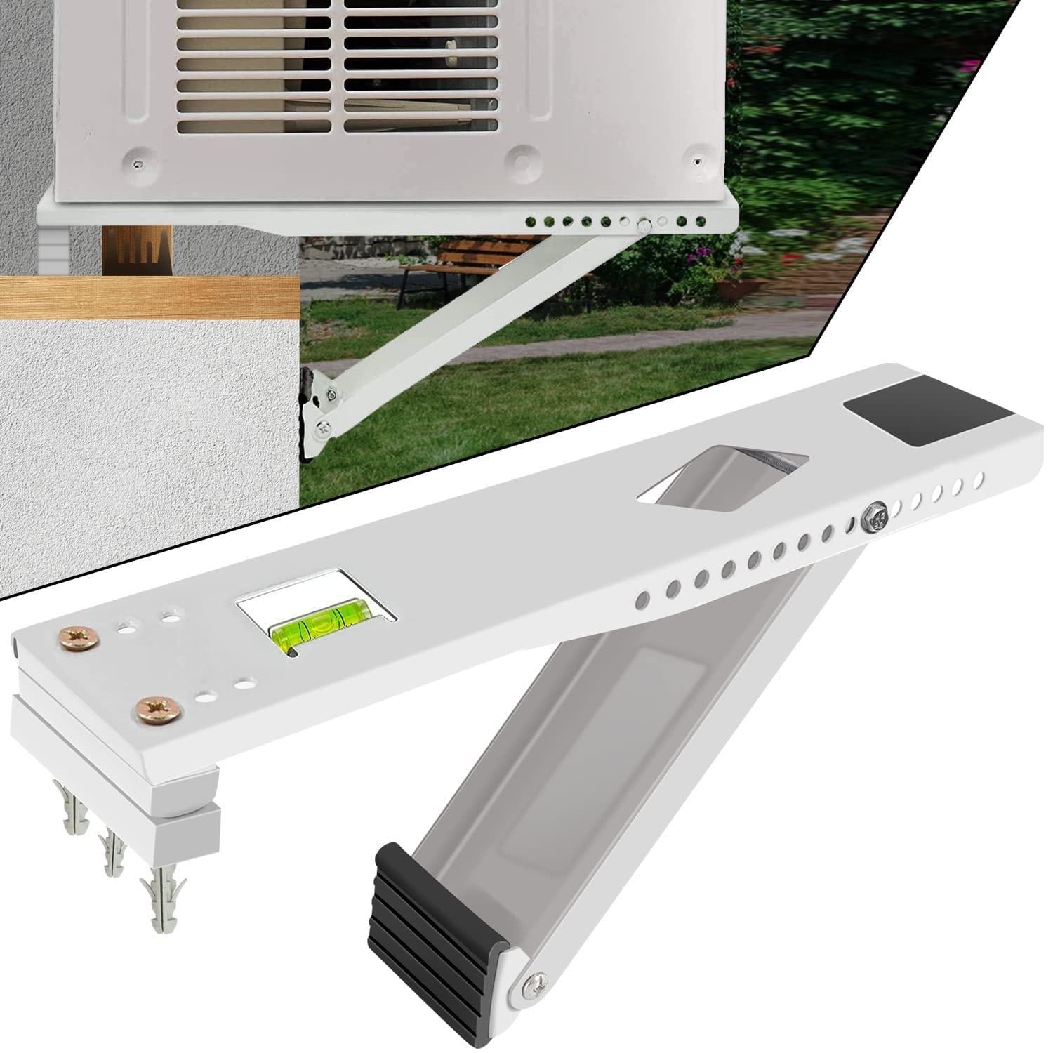 Oyezvary window air conditioner support bracket universal fits 5000 to 12000 BTU AC units supports up to 85 lbs for single double hung windows 1 Piece #LOZ0503A49