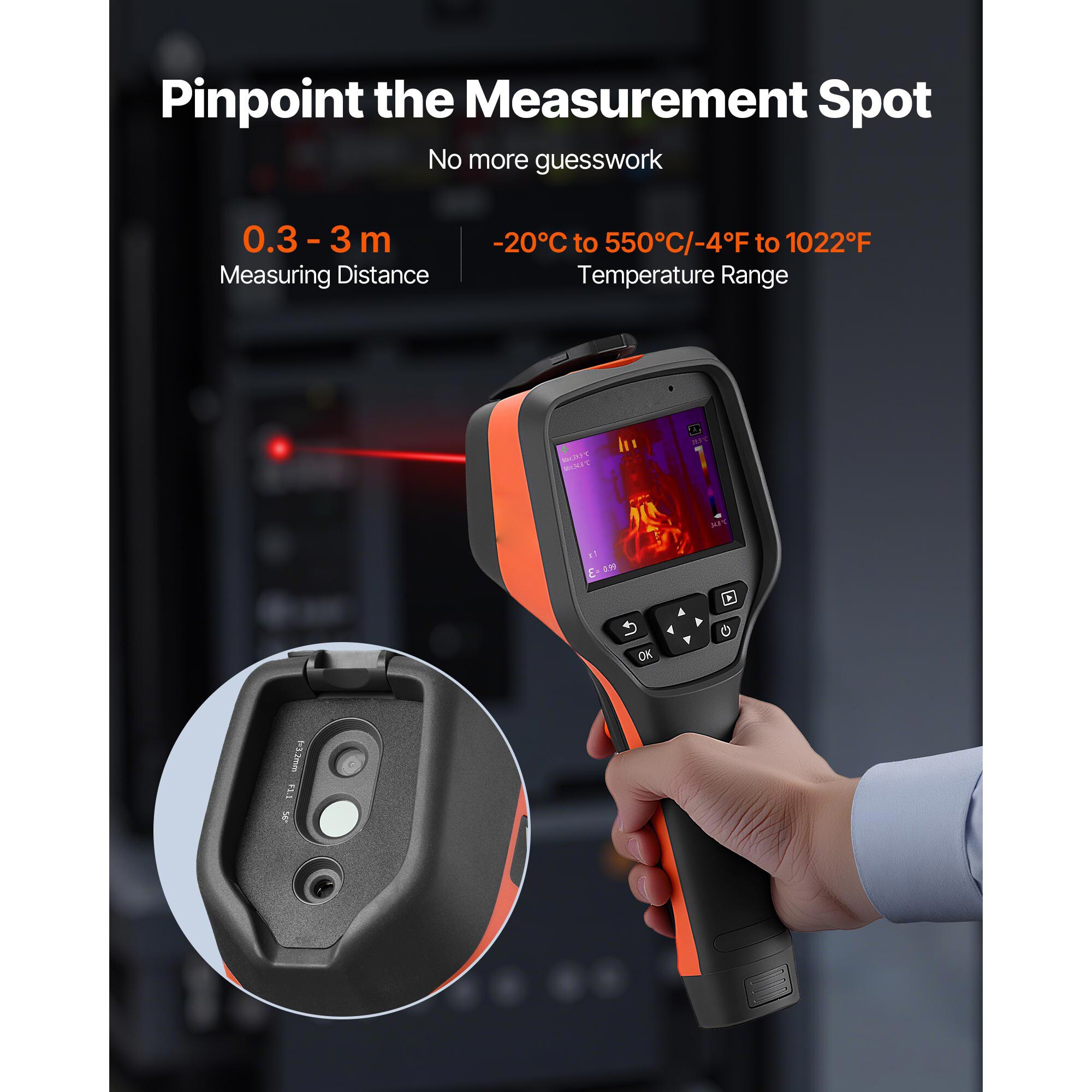GIVIMO Handheld Thermal Camera 256 x 192 IR with 3.5-in Touchscreen 2MP ...
