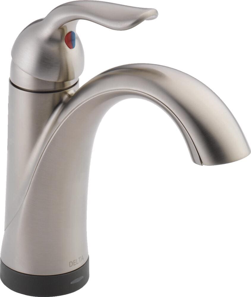Delta 538T-SS-DST Lahara Touch2Oxt Stainless 4-in centerset 1-handle WaterSense Mid-arc Residential Touch-on Bathroom Sink Faucet with Drain with Deck Plate