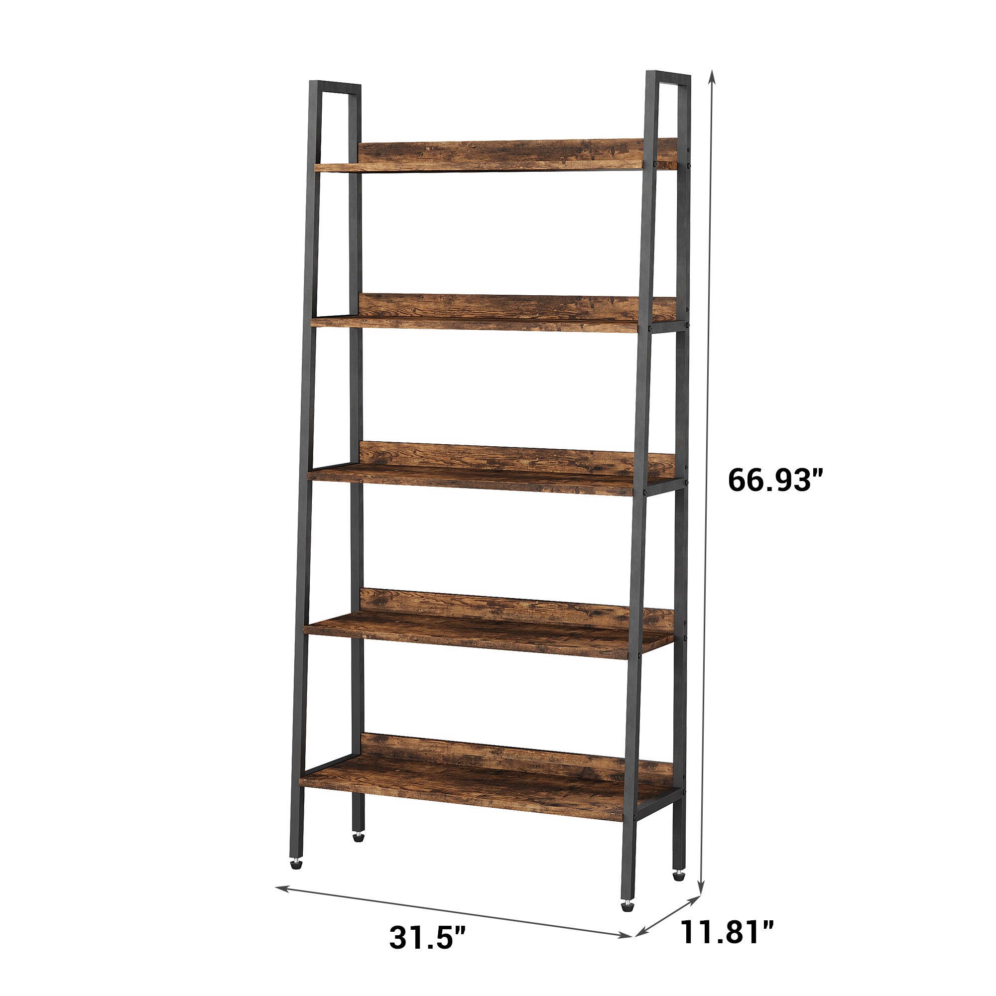 IdealHouse 5 Tier Bookshelf Farmhouse Wood Bookcase with Adjustable ...