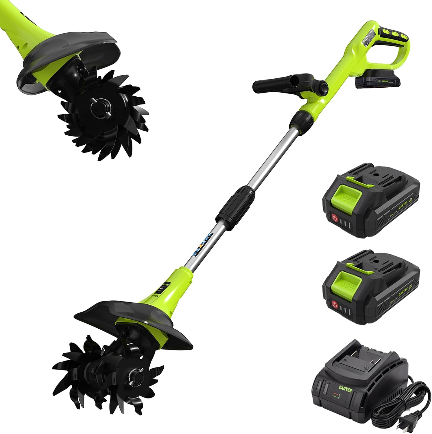 IdealHouse - 20V Cordless Garden Tiller and Electric Garden Tiller with 2 x 2Ah Batteries and Cha...