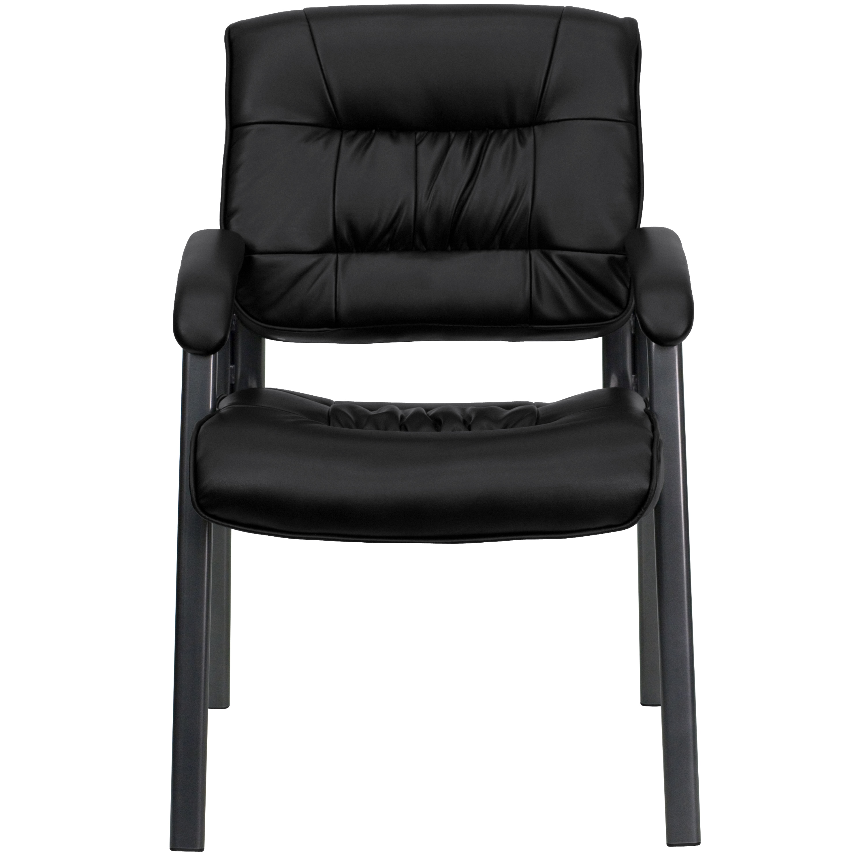 Black Leather Executive Side Chair with Titanium Frame