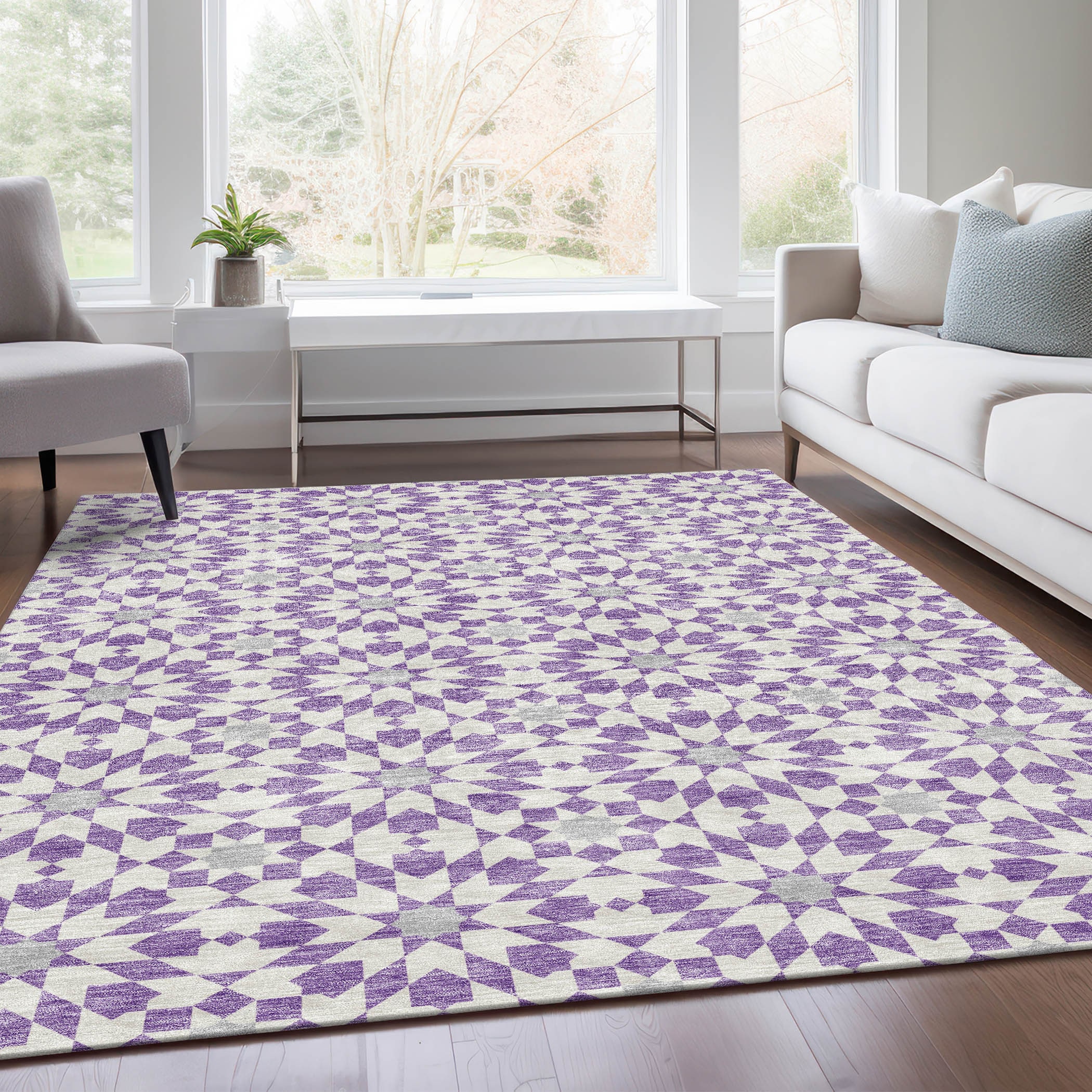 Addison Rugs ACN734LV3X5 Chantille ACN734LV 3 x 5 (ft) Polyester Lavender Rectangular Indoor/Outdoor Geometric Machine washable Area rug