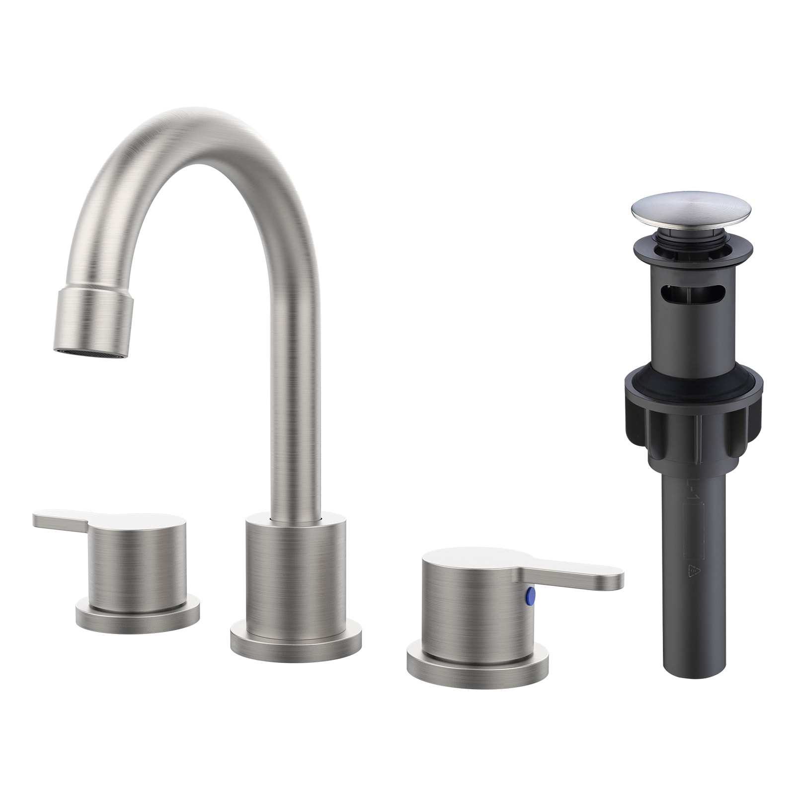 Vanityfus Widespread Bathroom Sink Faucet Brushed Nickel 2 Handle 8 inch 3 Hole with Pop Up Drain Assembly
