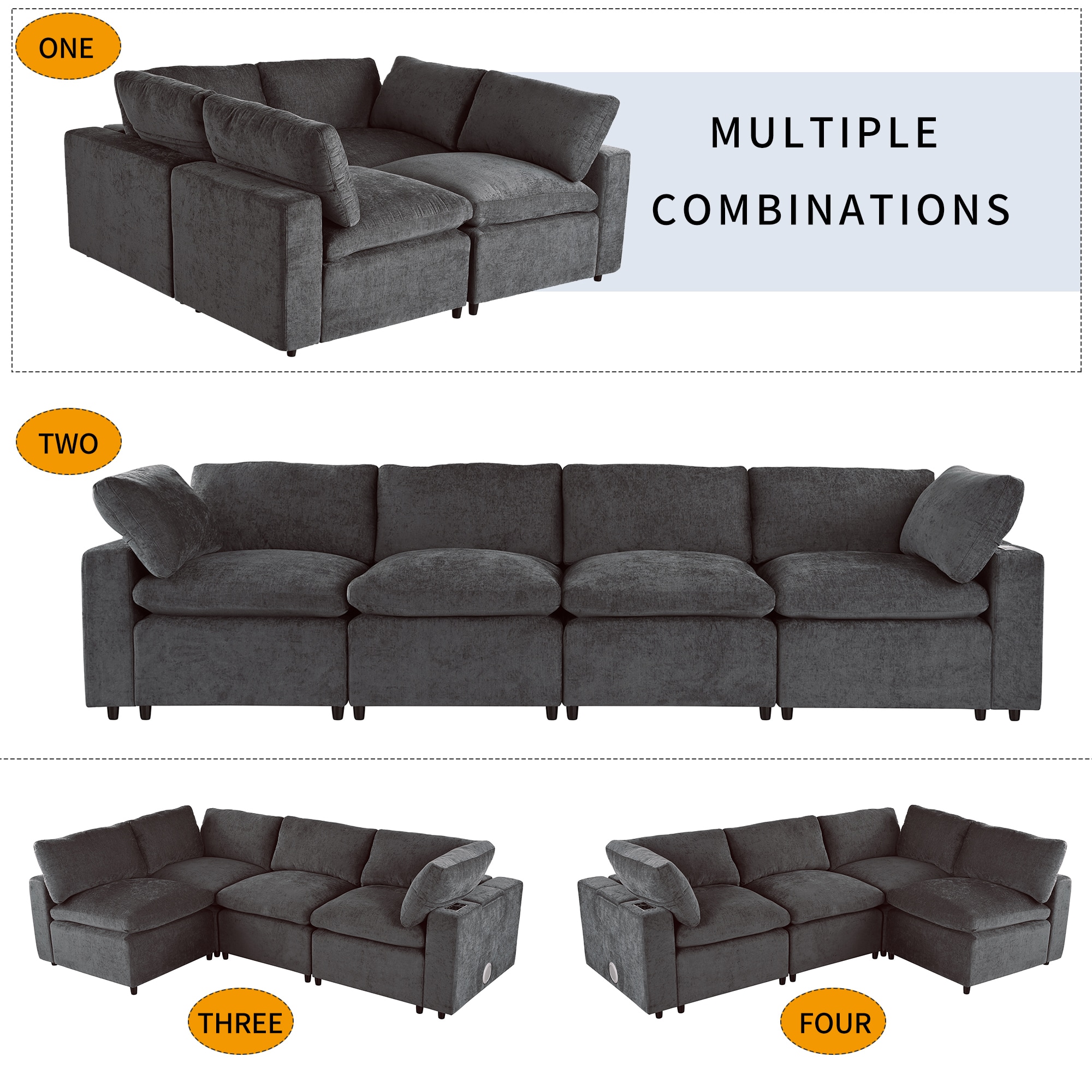 SINOFURN SYA020298GY Sofas-Loveseats - View #12