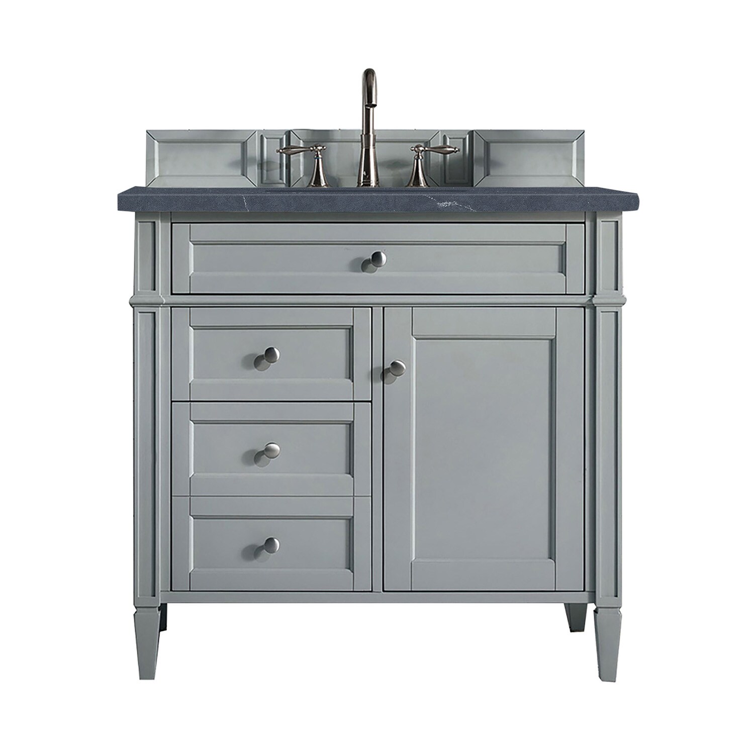 James Martin Vanities 650-V36-UGR-3CSP Brittany 36-in Urban Gray Undermount Single sink Bathroom Vanity with Charcoal Soapstone Quartz Top