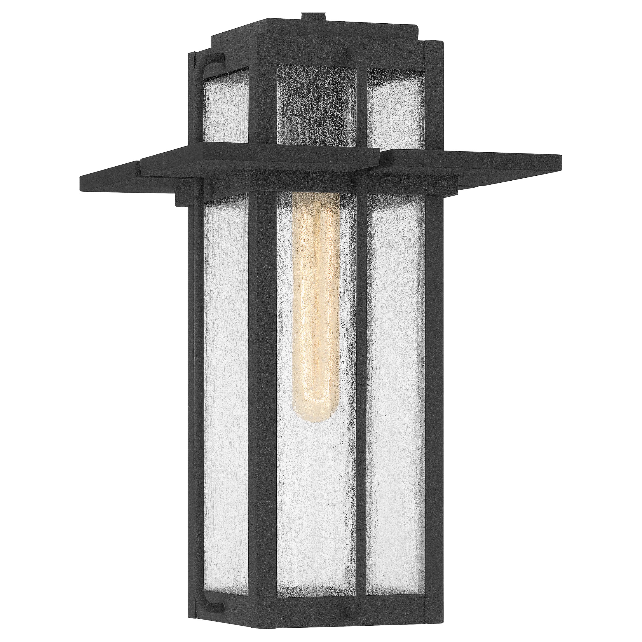 Quoizel Randall Mottled Black Transitional Seeded Glass Lantern Mini Hanging Pendant Light At