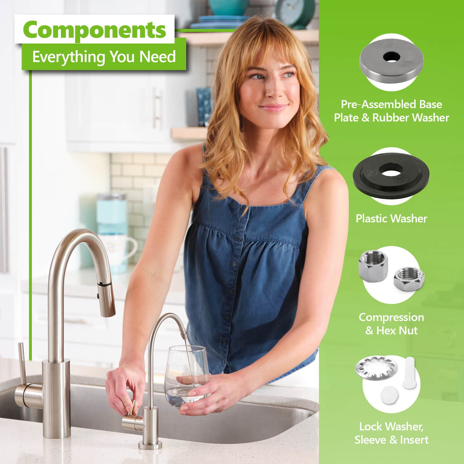 Brushed Nickel High-Arc Modern Water Filter Faucet