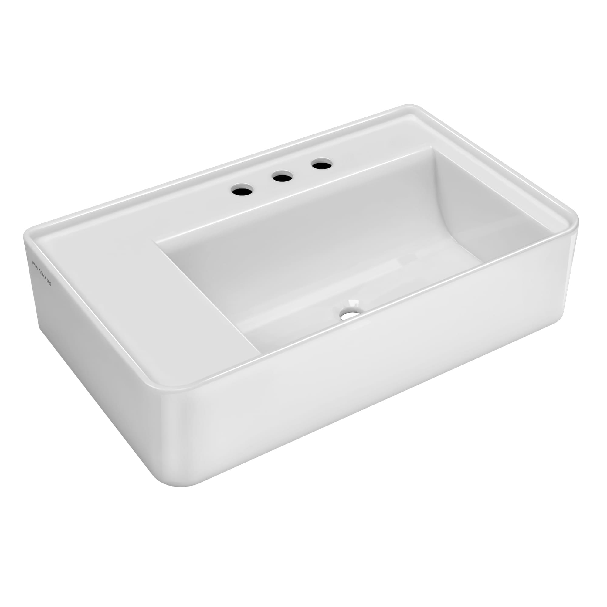 Whitehaus Collection B-RA75-3H 30 in. Rectangular Wall Mount Basin with Single Faucet hole