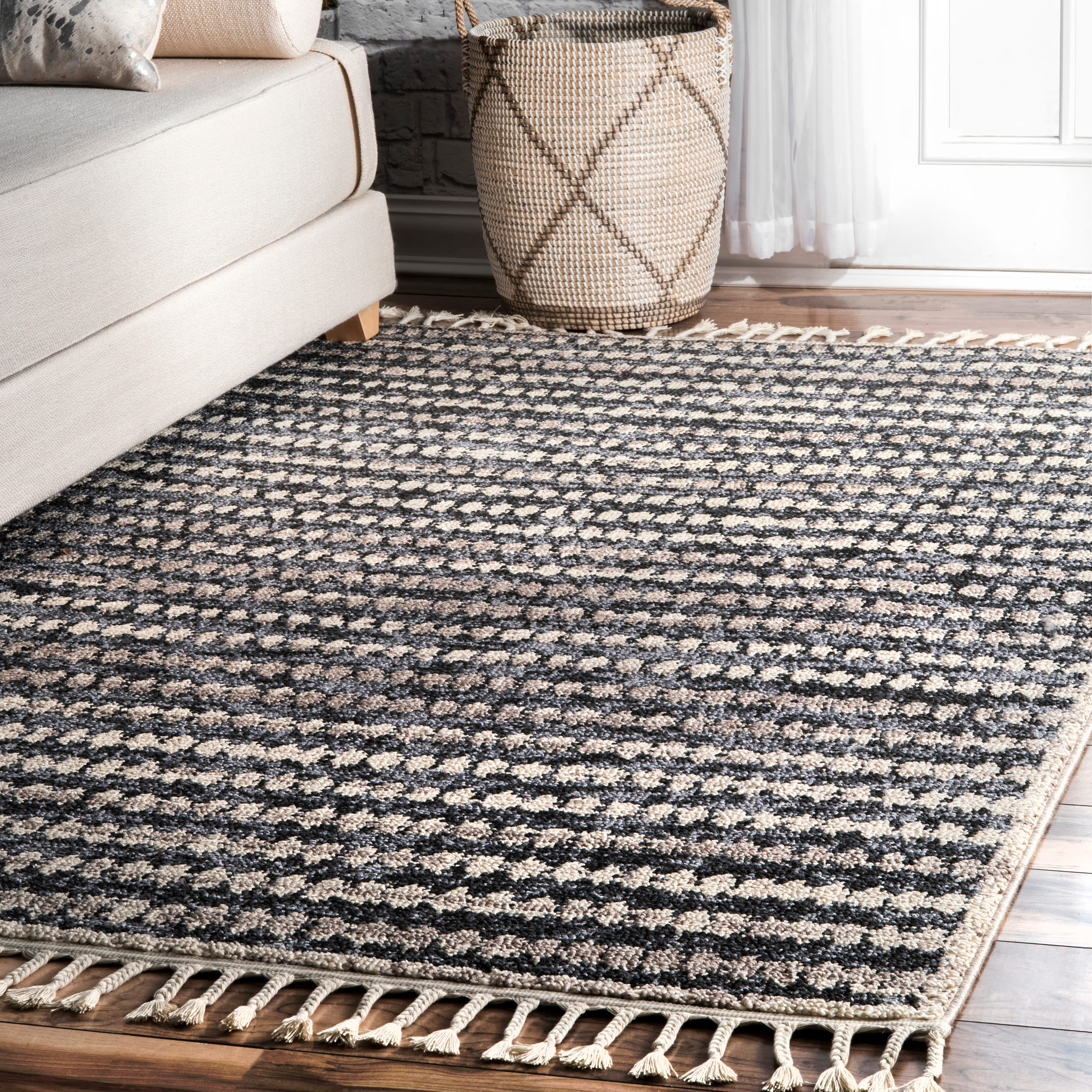 nuLOOM STGL02A-406 4 x 6 (ft) Loomed Polypropylene Grey Multi Rectangular Indoor Stripe Vintage Area rug