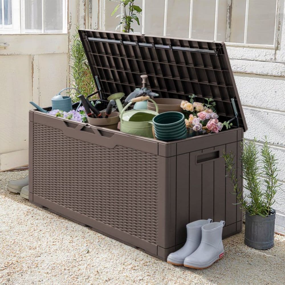 Vineego 0312 48-in L x 22-in 100-Gallons Brown Plastic Deck Box LS ...