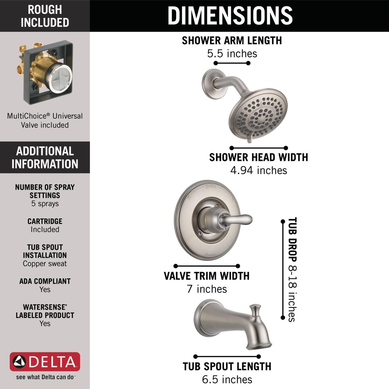 Delta Shower and 2024 Tub Faucet Set