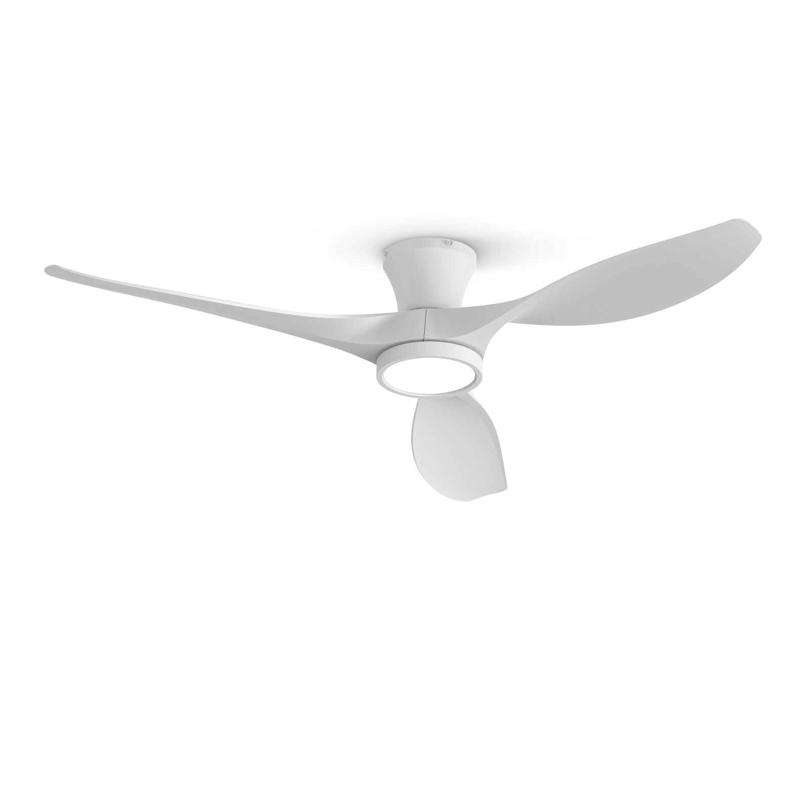 AeroFan 52-inch Matte White Low Profile Ceiling Fan with LED Light and Remote