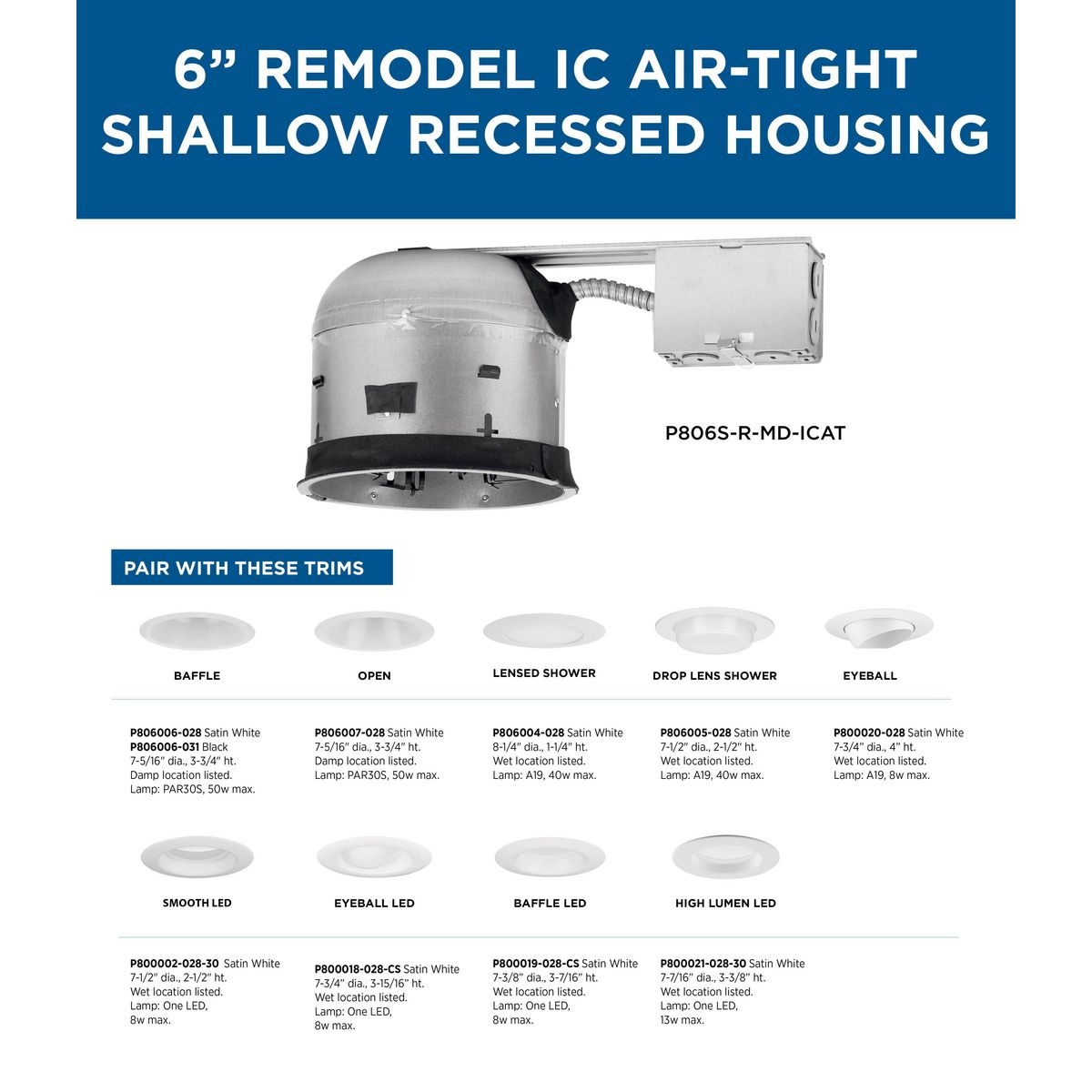 6" Gray Steel Shallow Remodel Recessed Housing