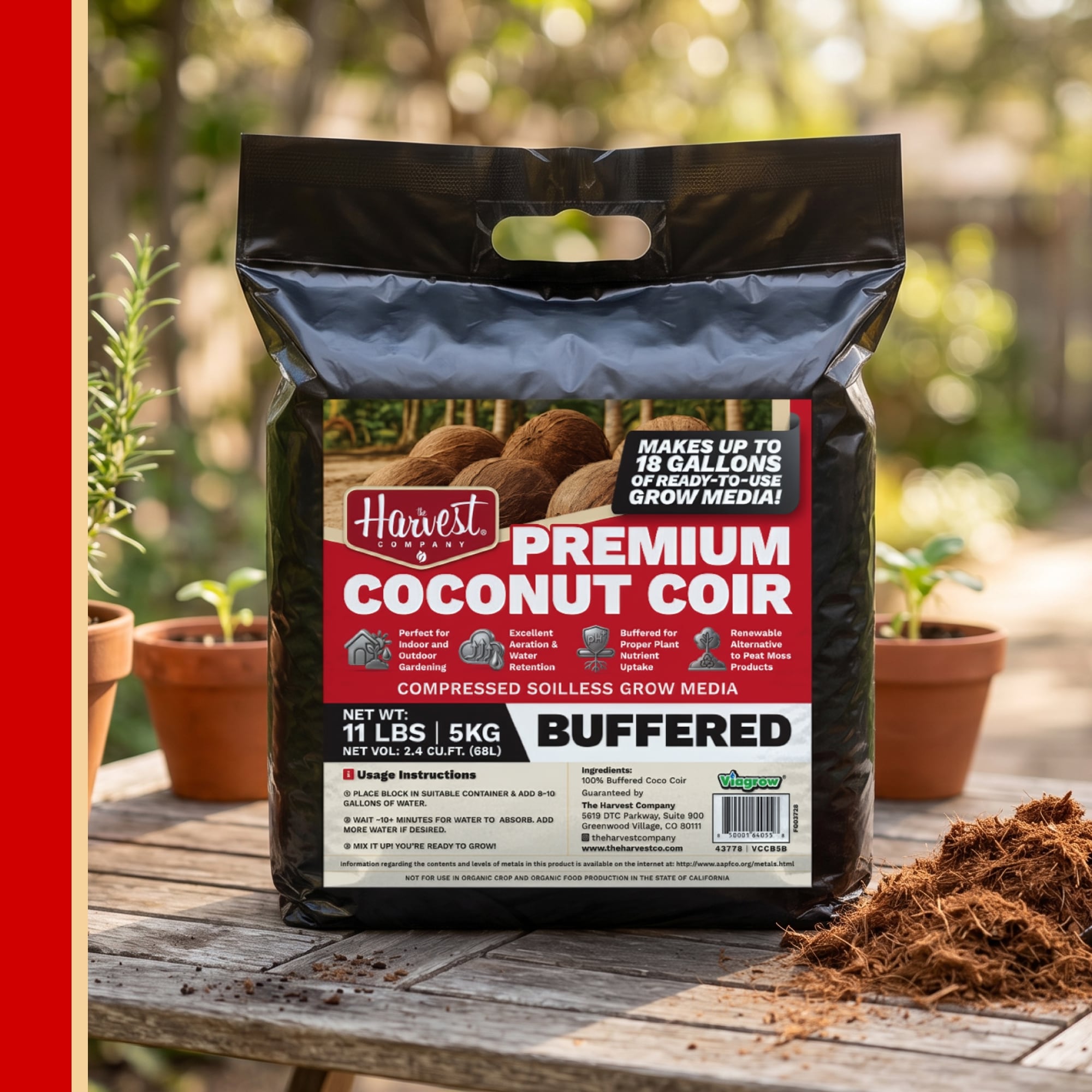 The Harvest Company 2-Pack Buffered Compressed Brick 5KG / 11LB