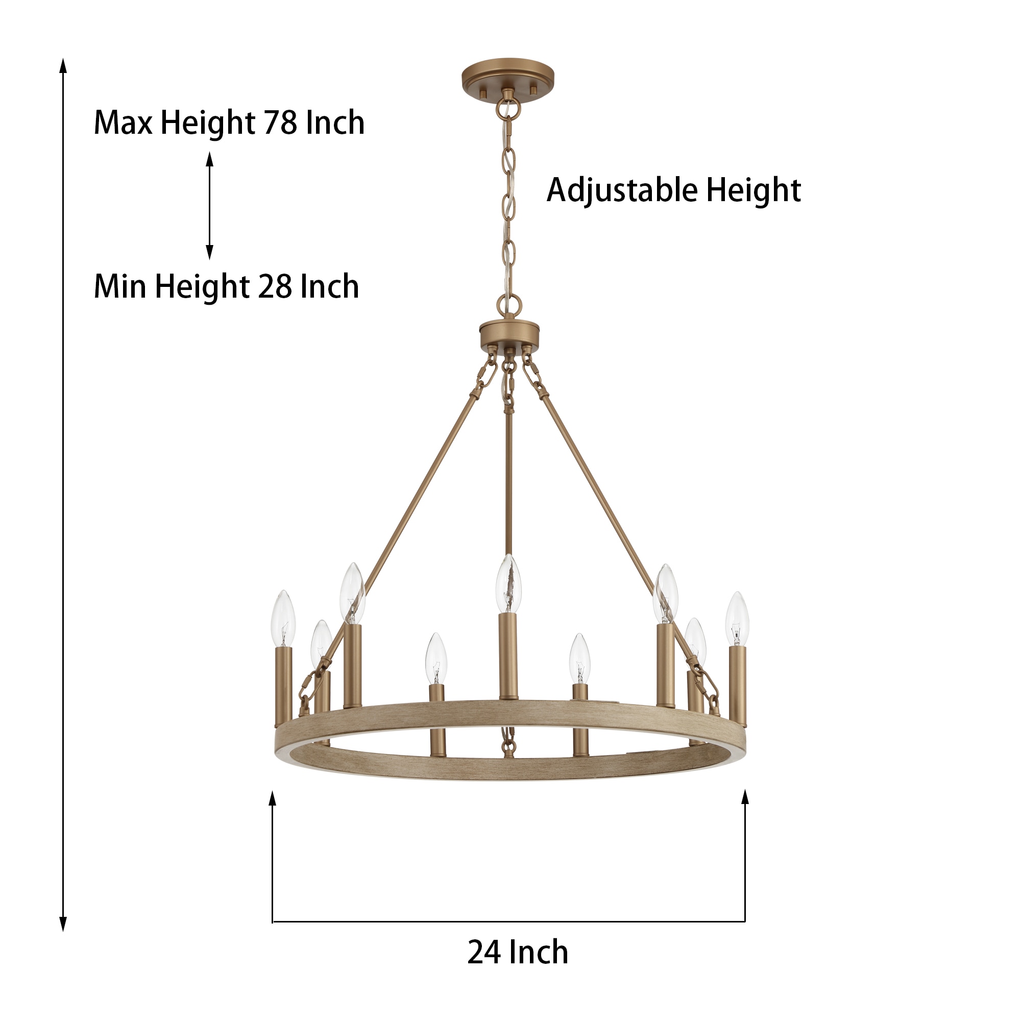 ACROMA Orlando 9-Light Matte Champagne Farmhouse LED Dry rated ...