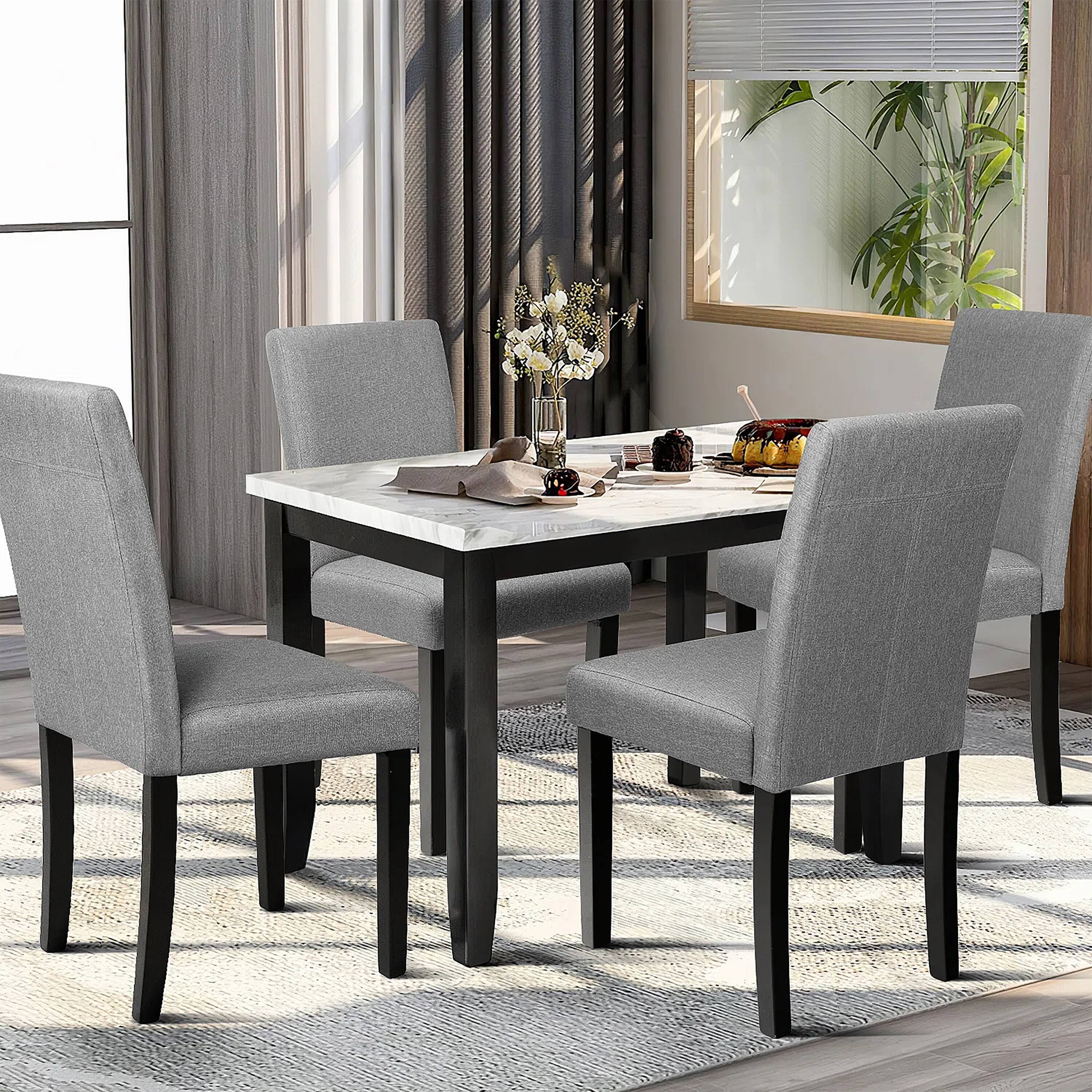 Vineego Dining Chairs Modern Upholstered Set of 4 Fabric Dining Chairs ...