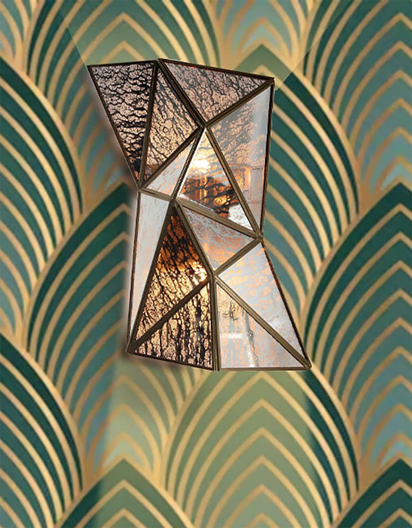 Metropolitan N1692-863 Geo-Gem 9.25-in W 2 -Light Gloss Brass Craftsman Wall Sconce