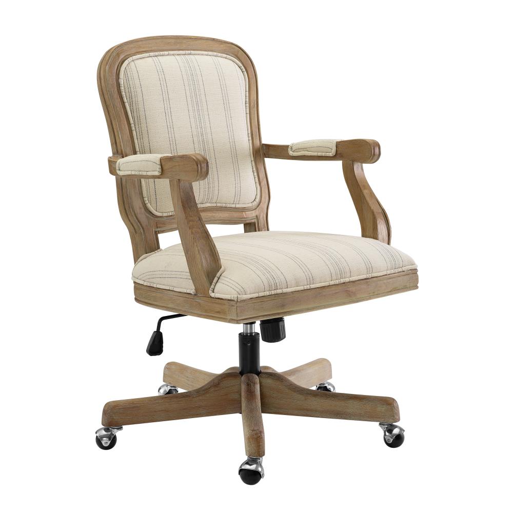Flash Furniture Ivory Microfiber Classic Executive Swivel Office Chair with Driftwood Arms and Base