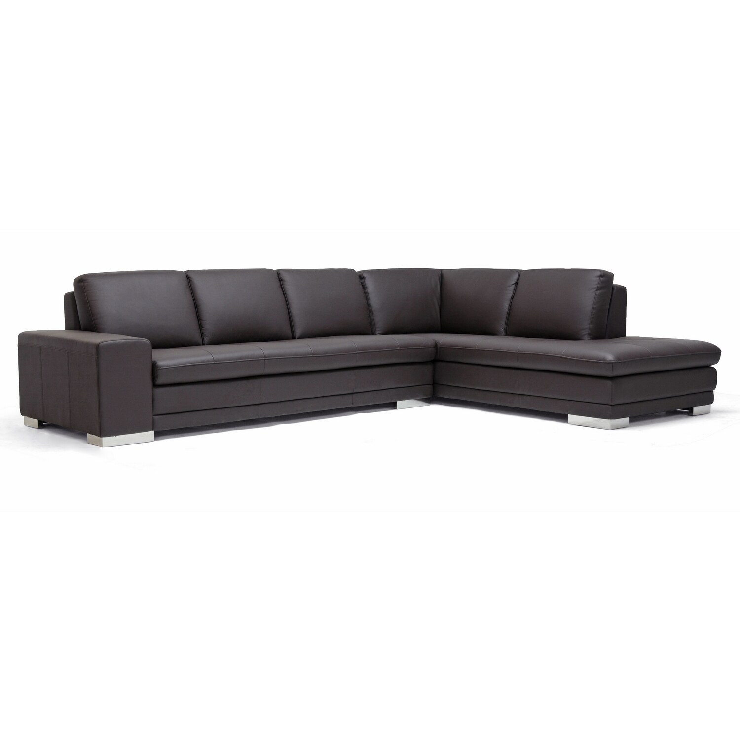 Baxton Studio Modern Dark Brown Faux Leather Sectional at Lowes