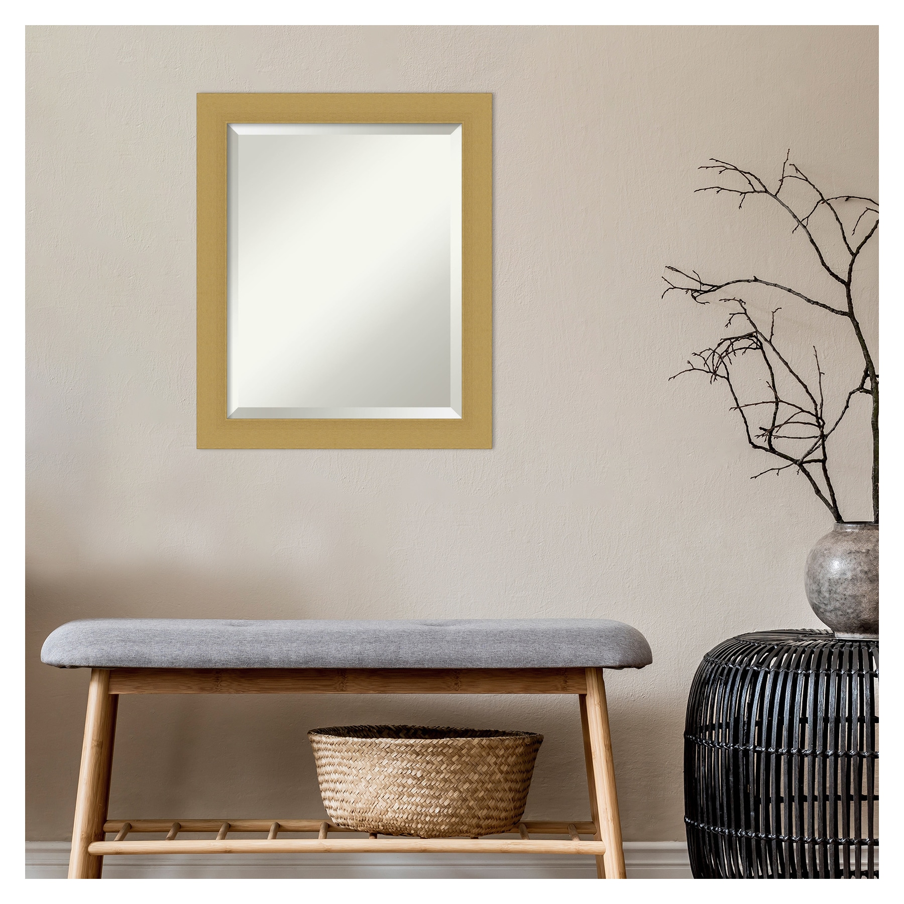 Grace Brushed Gold 19.5 x 23.5 Inch Beveled Wall Mirror