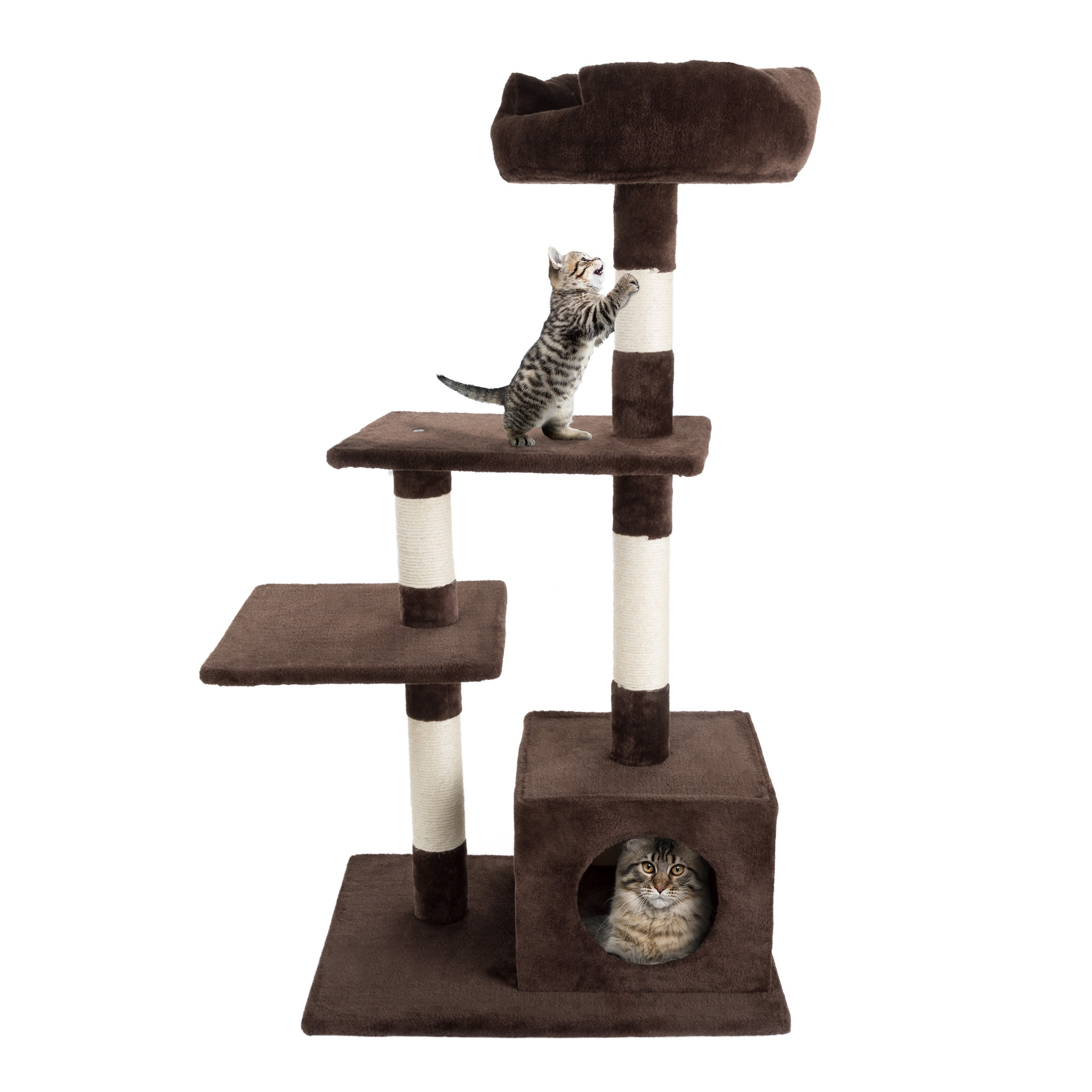 PETMAKER  4-Tier Cat Tower with Scratching Posts Perches and Condo (Brown)