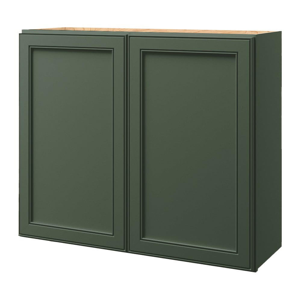 allen + roth Heathrow 36-in W x 12.125-in H x 24-in D Sage Wall Fully Assembled Cabinet (Recessed Panel Square Door Style)