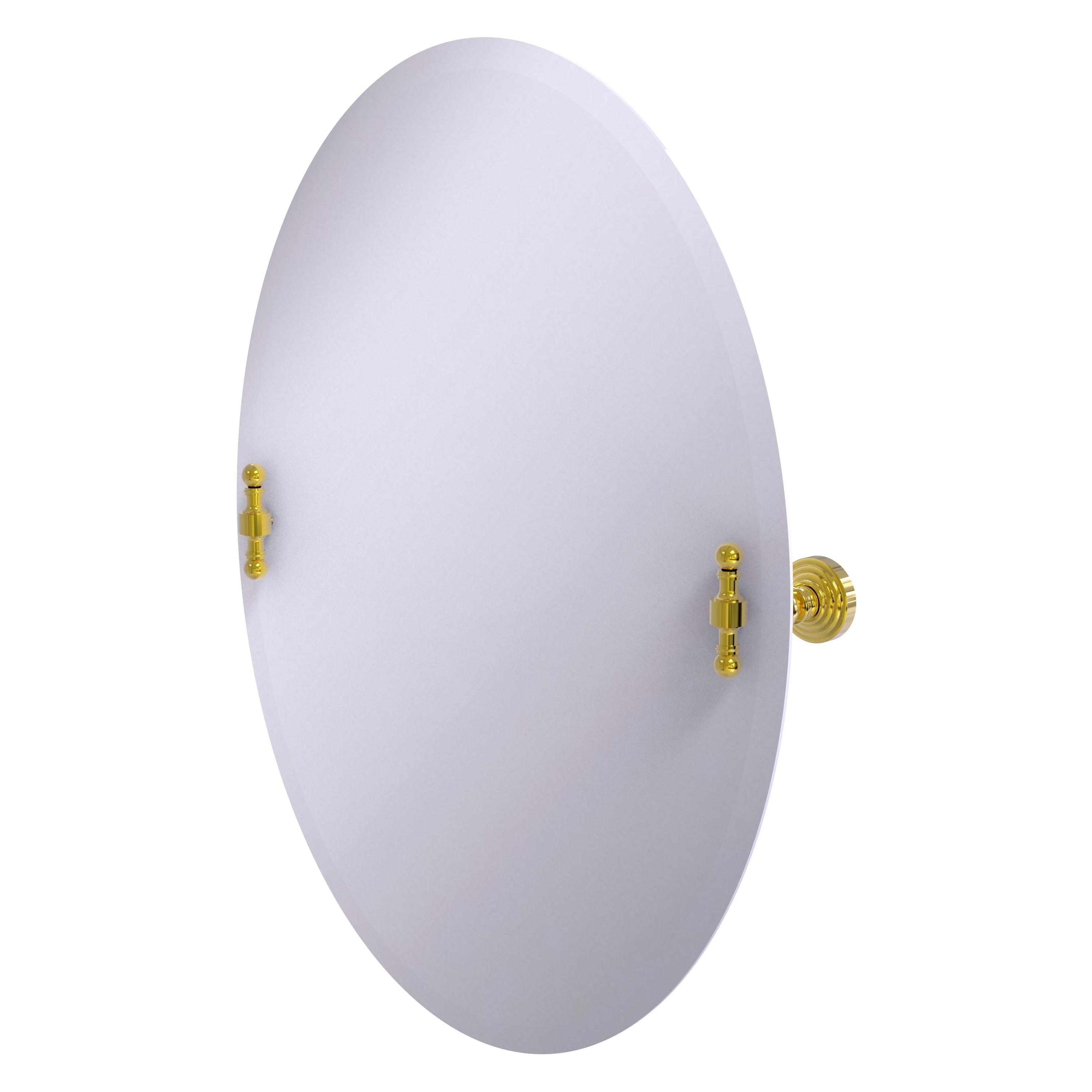 Allied Brass RW-91-PB Retro Wave 21-Inches x 28-Inches Beveled Frameless Oval Tilting Bathroom Vanity Mirror ( Polished Brass )